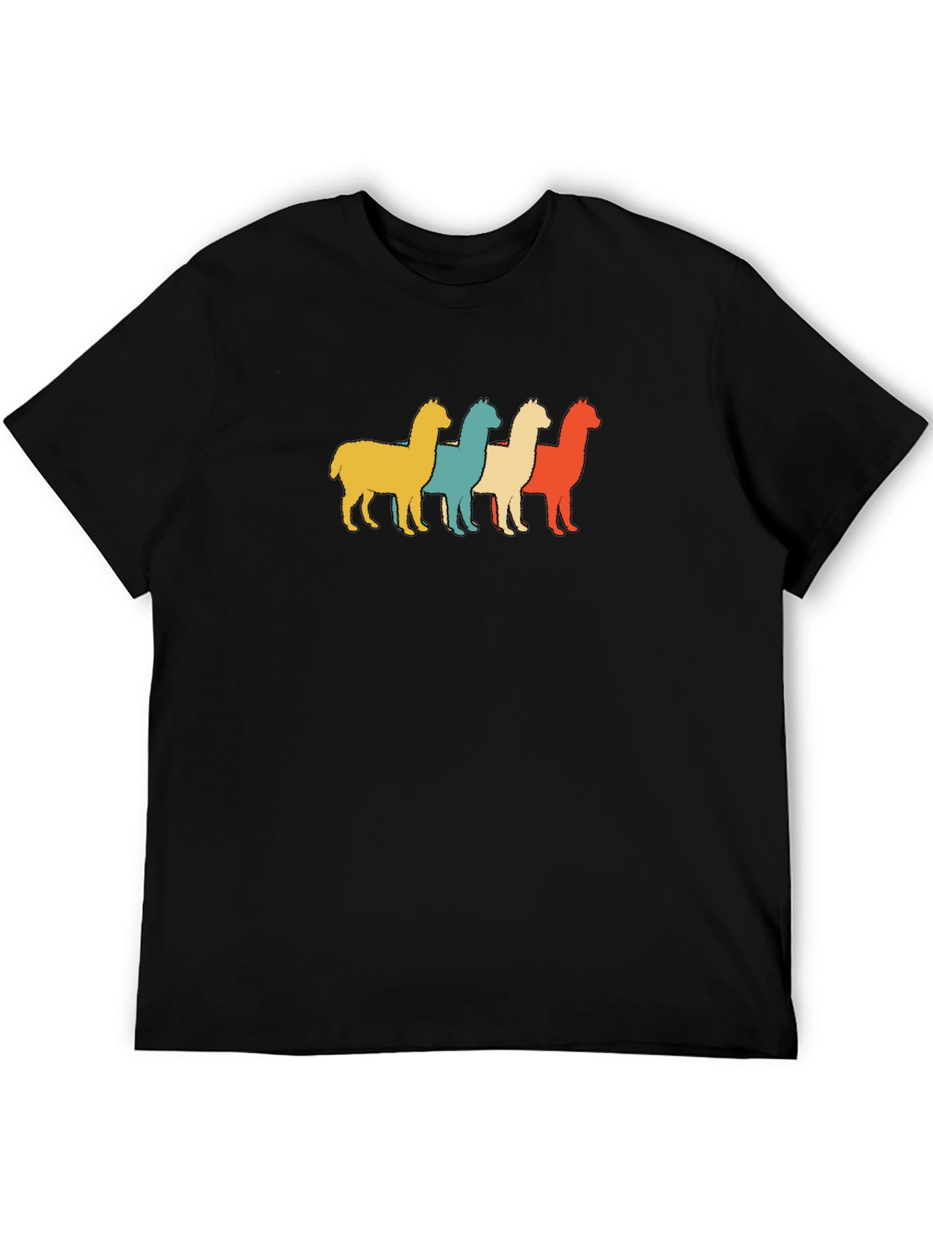 Black Retro Alpaca T-Shirt - Graphic Tee for Men view 5