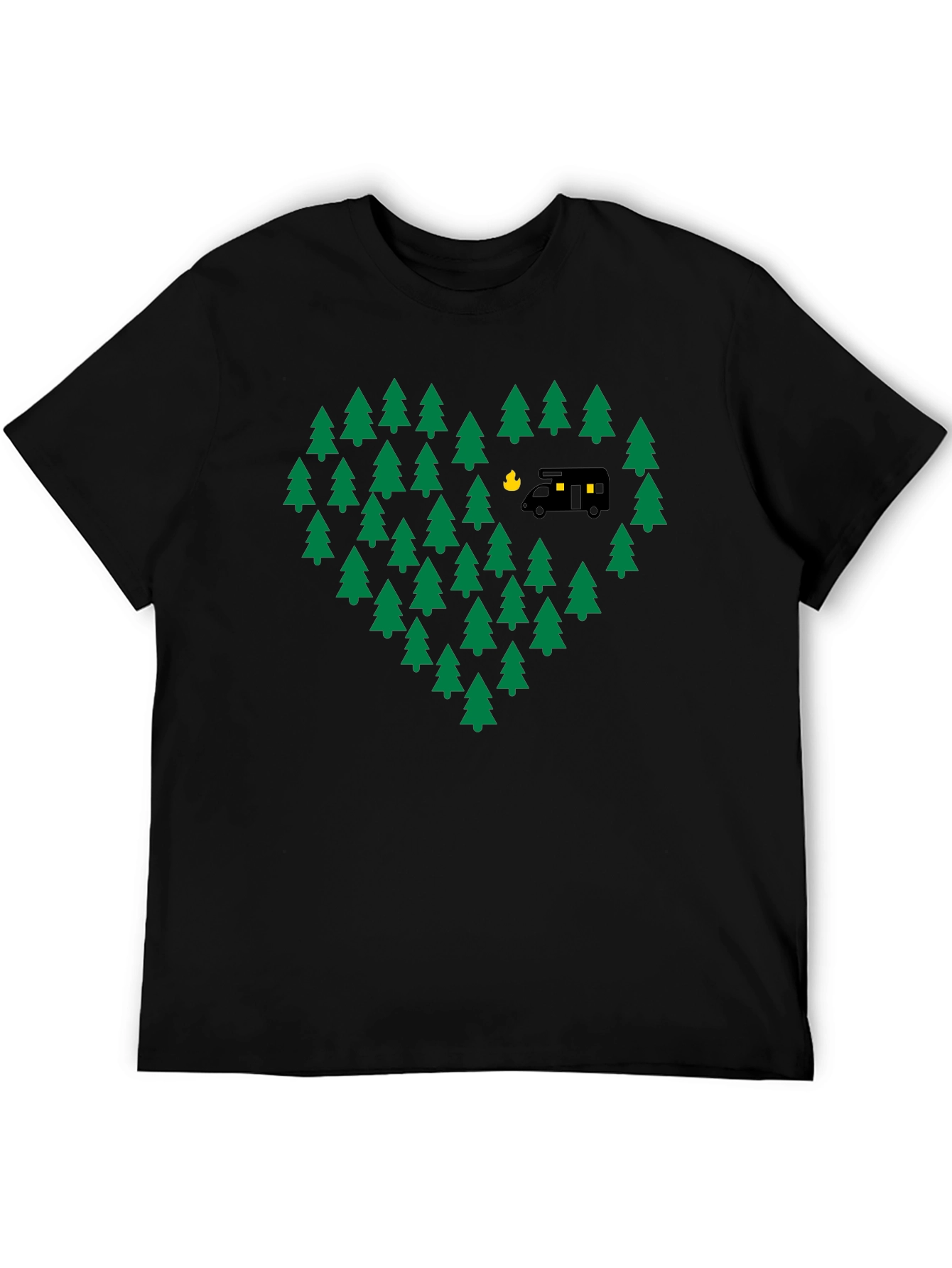 Black Camping Love T-Shirt - Adventure Heart Tree Design view 5
