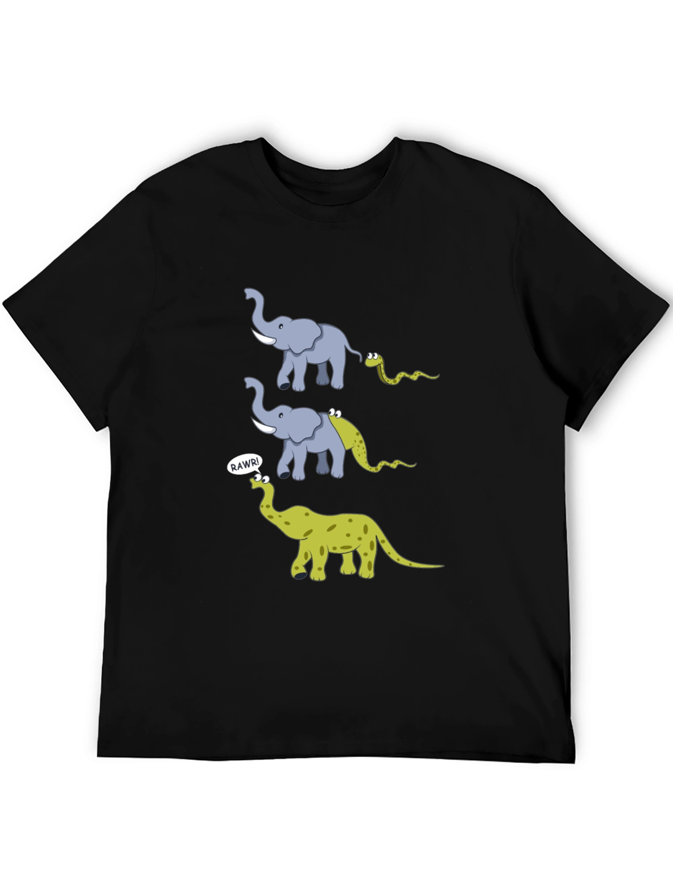 Black Elephant Evolution T-Shirt - Funny Dinosaur Design view 5