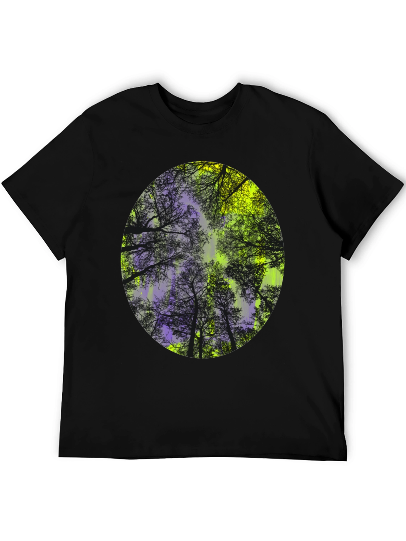 Black Nature Print Black T-Shirt view 5