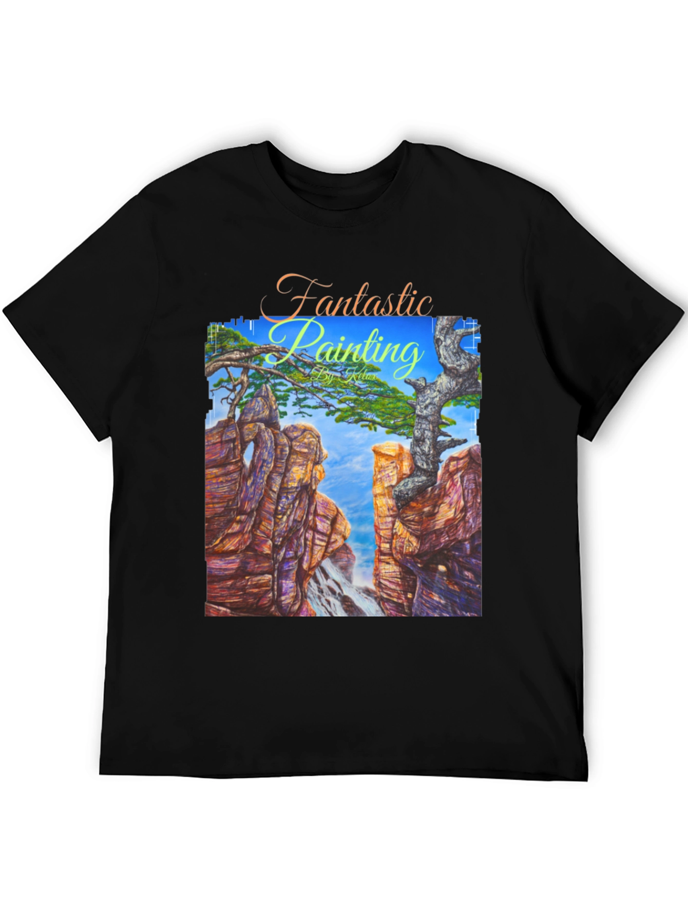 Black Fantastic Painting Graphic T-Shirt view 5