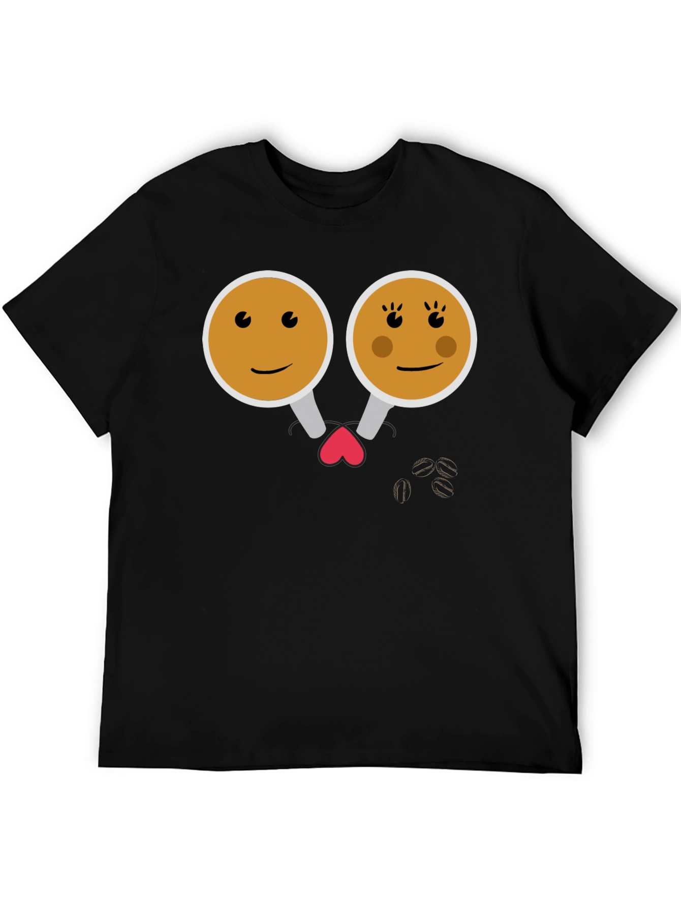 Black Cute Coffee Couple Graphic Tee - Black view 5