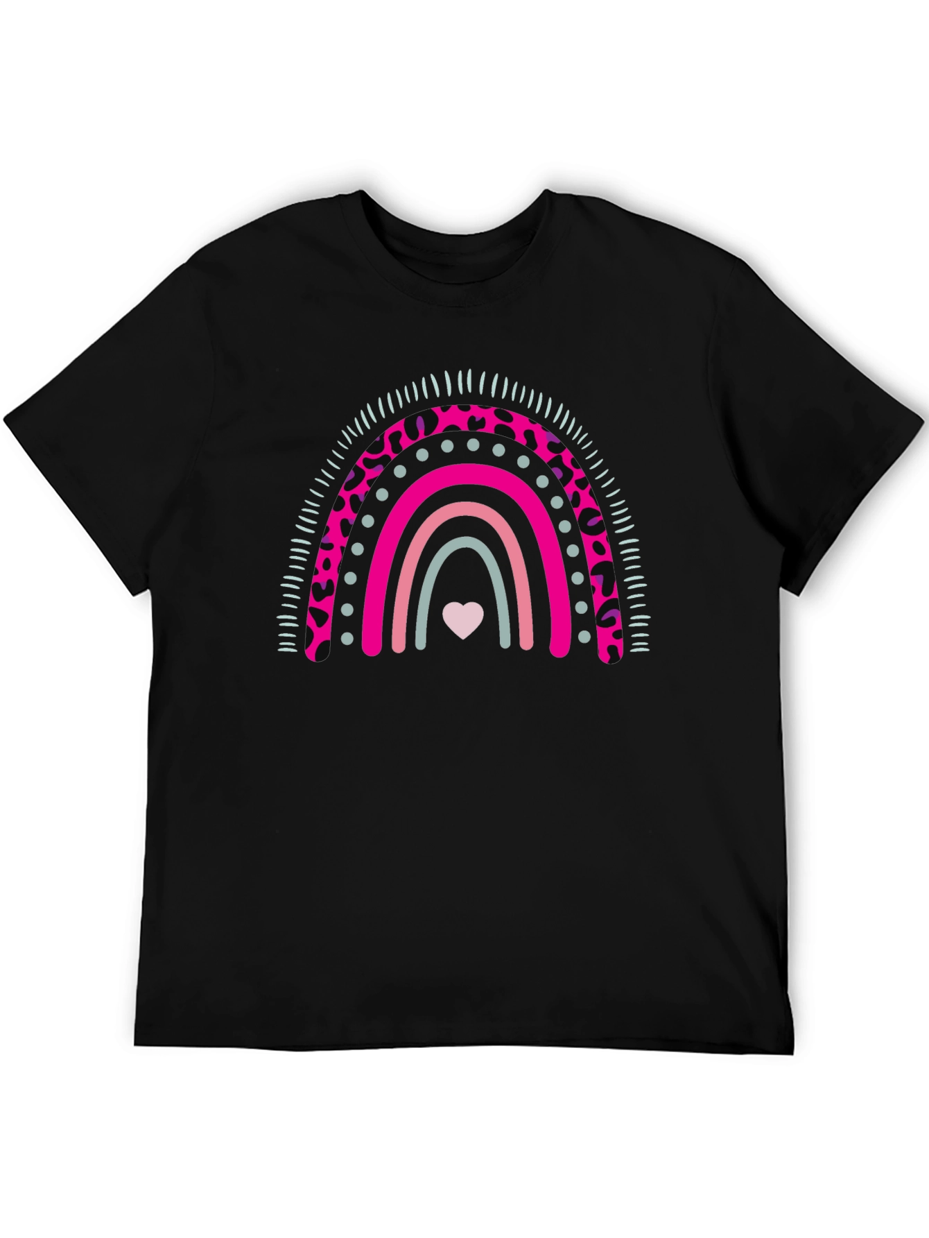 Black Rainbow Heart Graphic Tee - Black view 5