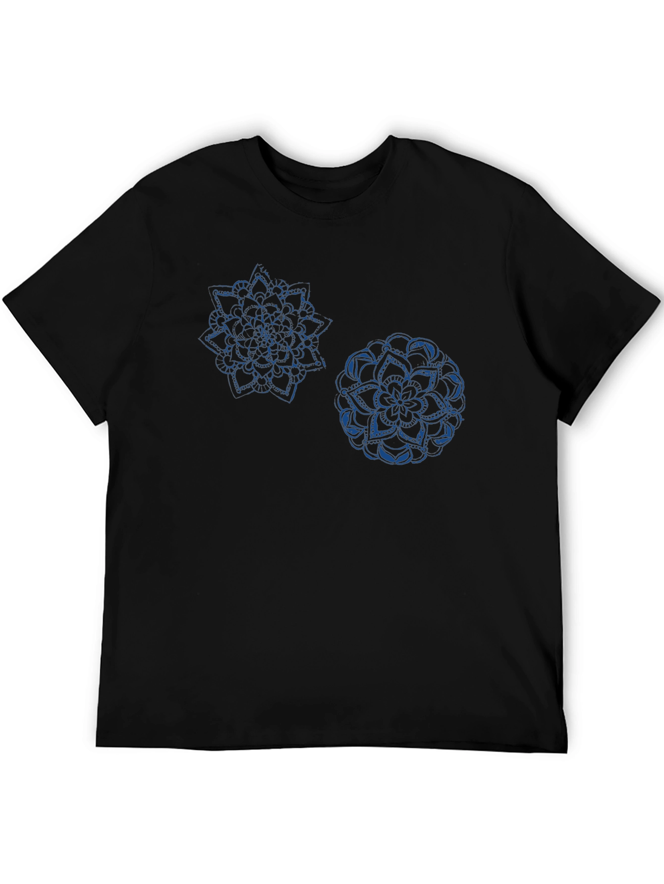 Black Geometric Mandala Print Black T-Shirt view 5