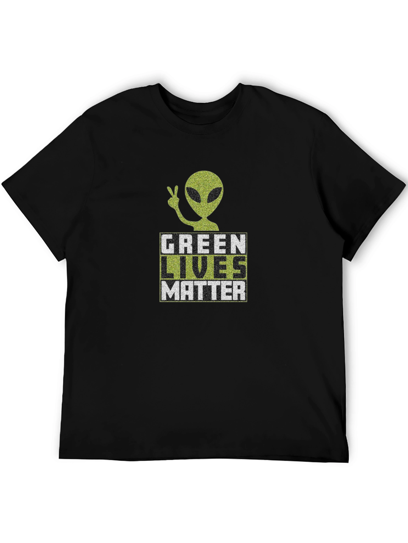 Black Green Lives Matter Alien Graphic T-Shirt view 5