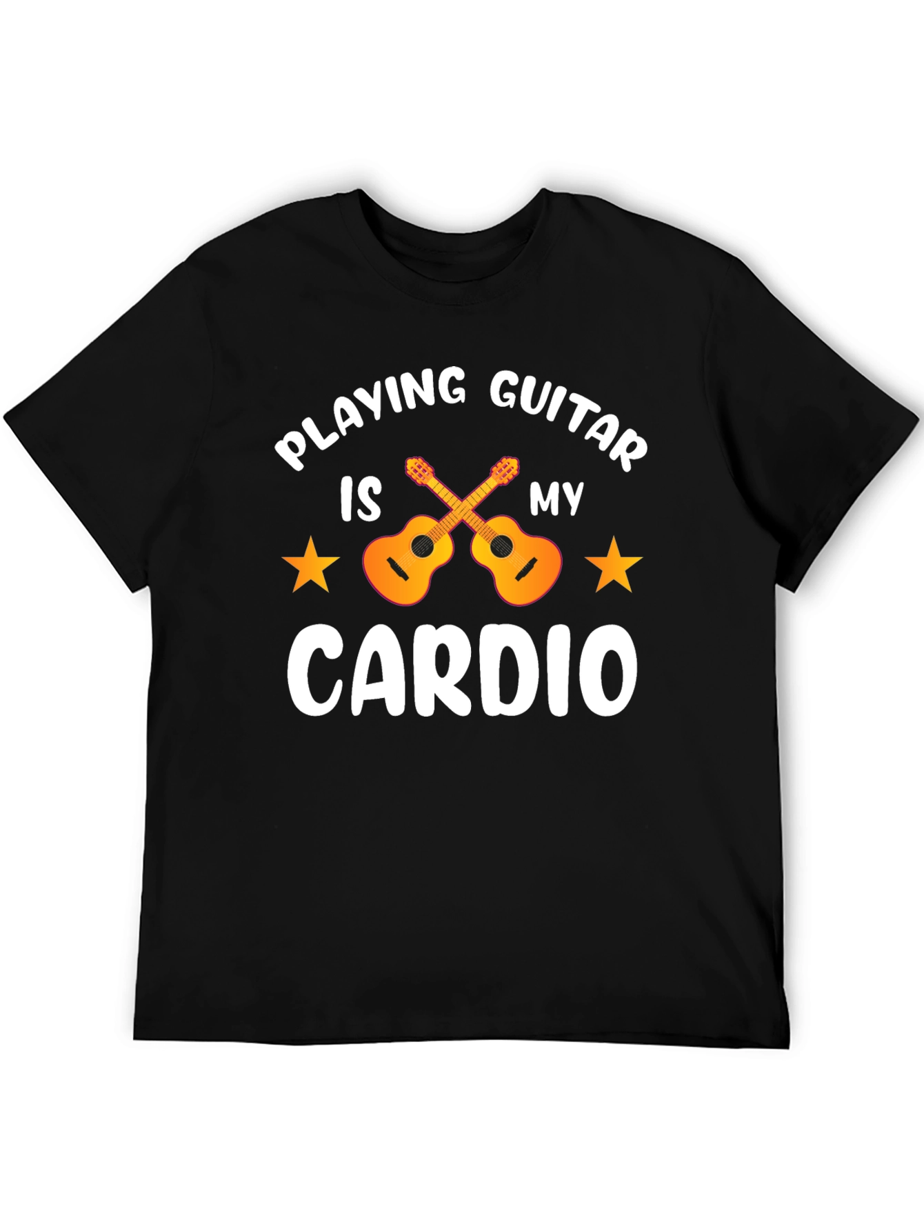 Black Guitar Cardio T-Shirt: Musician's Workout Tee view 5