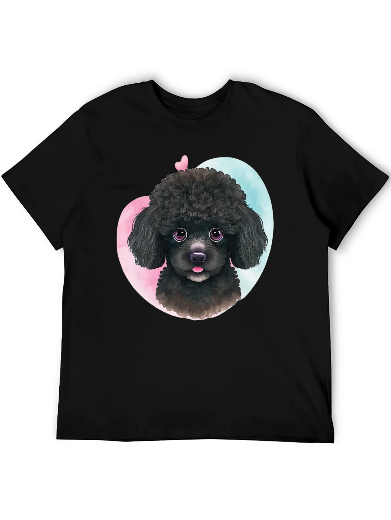 Black Cute Poodle Heart T-Shirt - Black view 5