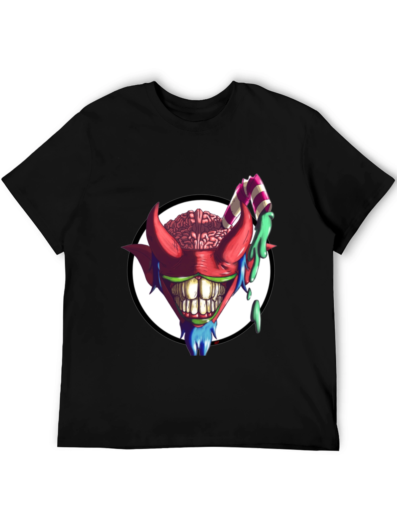 Black Crazy Brain Devil T-Shirt - Unique Graphic Tee view 5