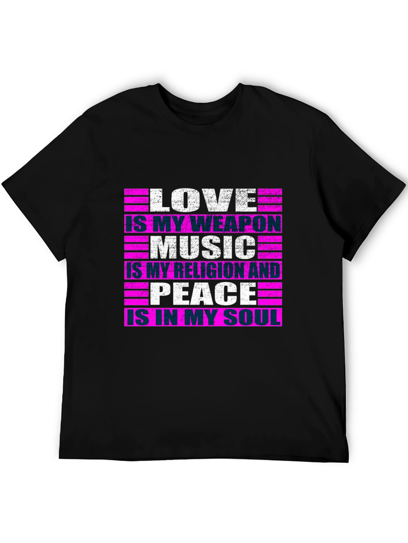 Black Love Music Peace Graphic Tee - Men's Black T-Shirt view 5