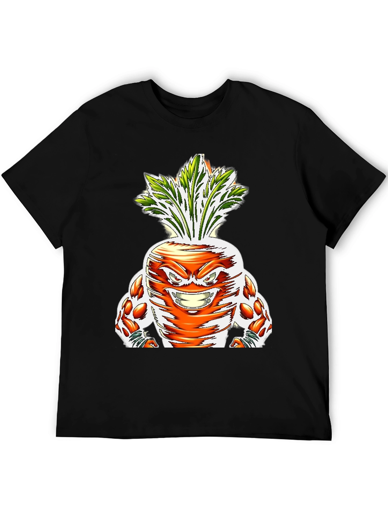 Black Funny Carrot Muscle Graphic T-Shirt view 5