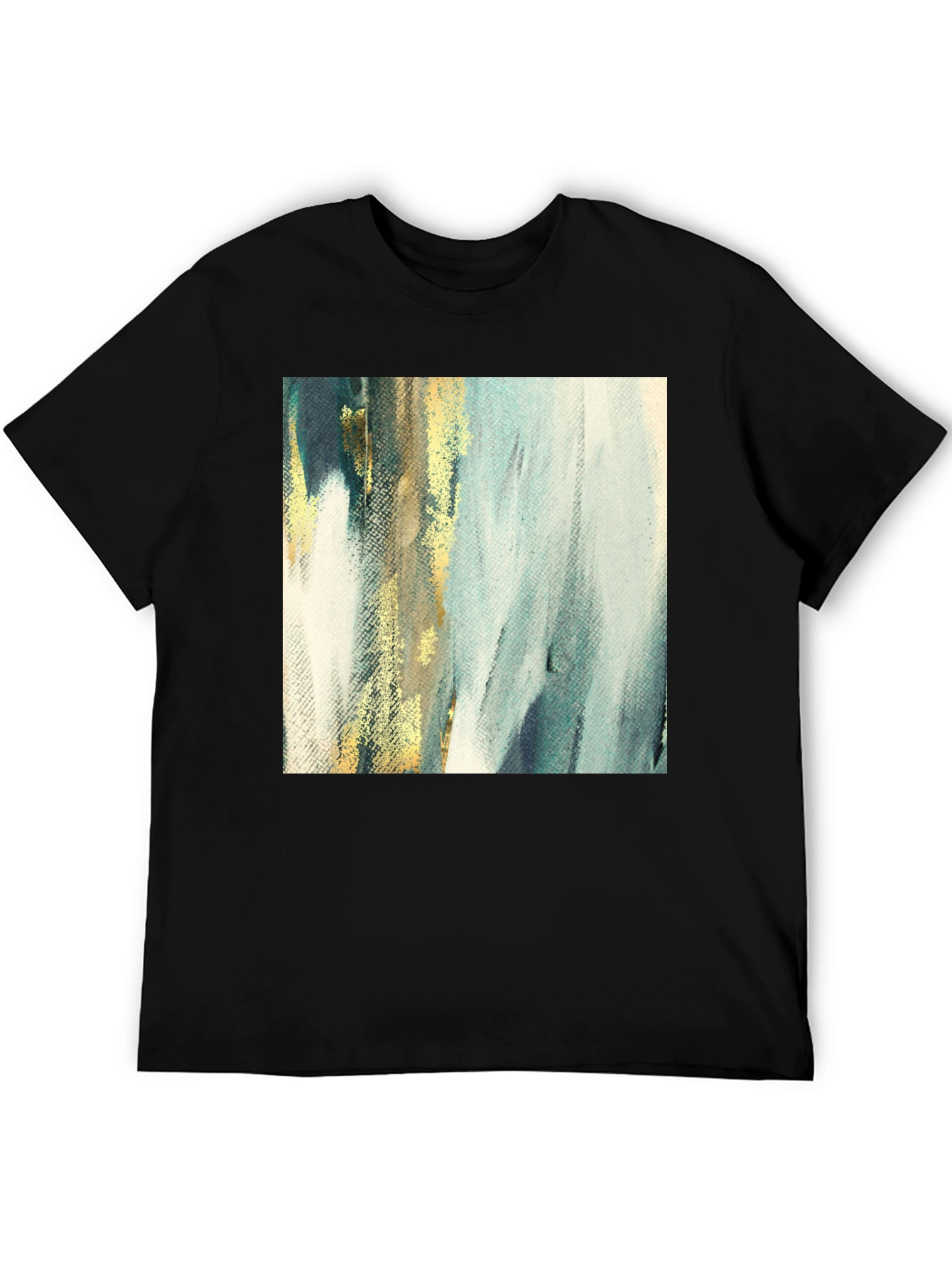Black Abstract Art Tee - Modern Brushstroke T-Shirt view 5