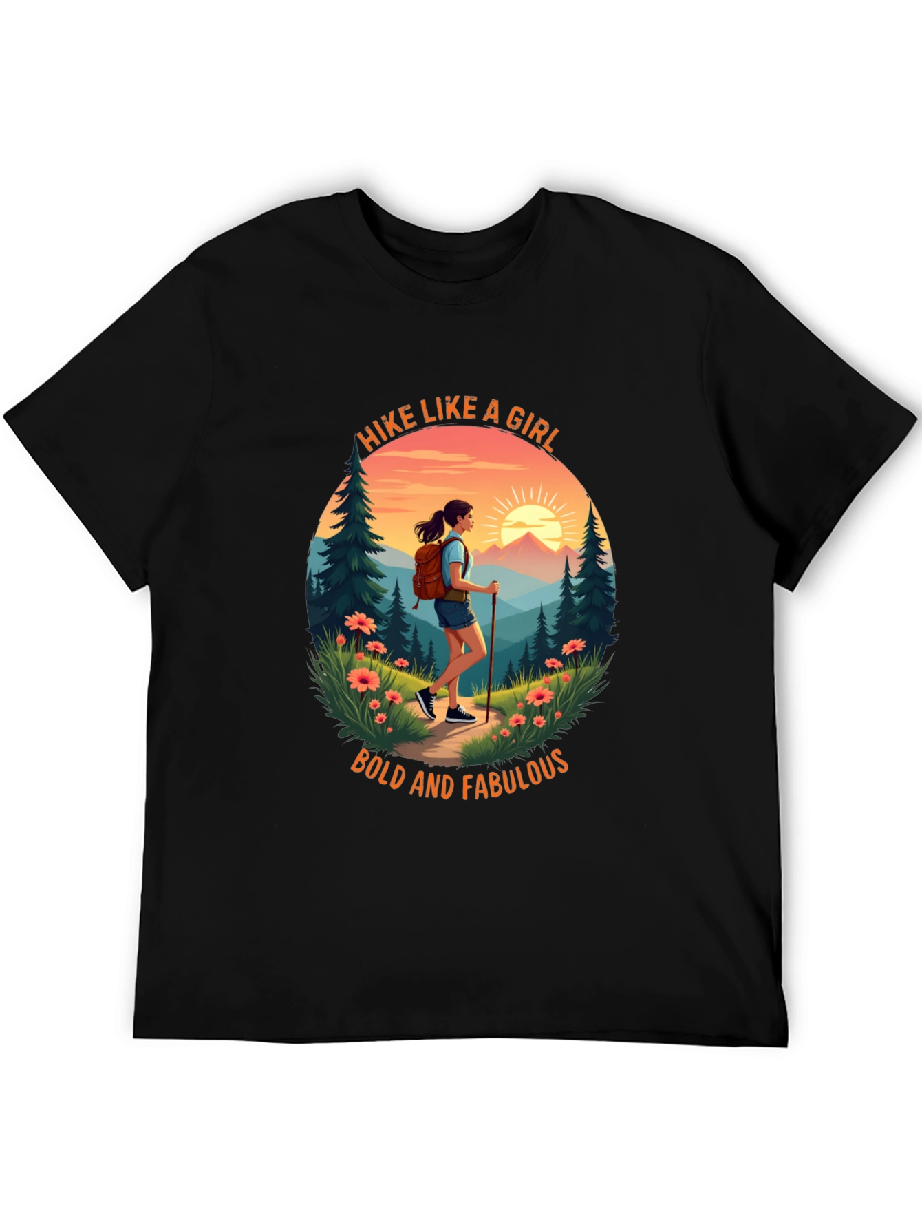 Black Hike Like A Girl T-Shirt view 5