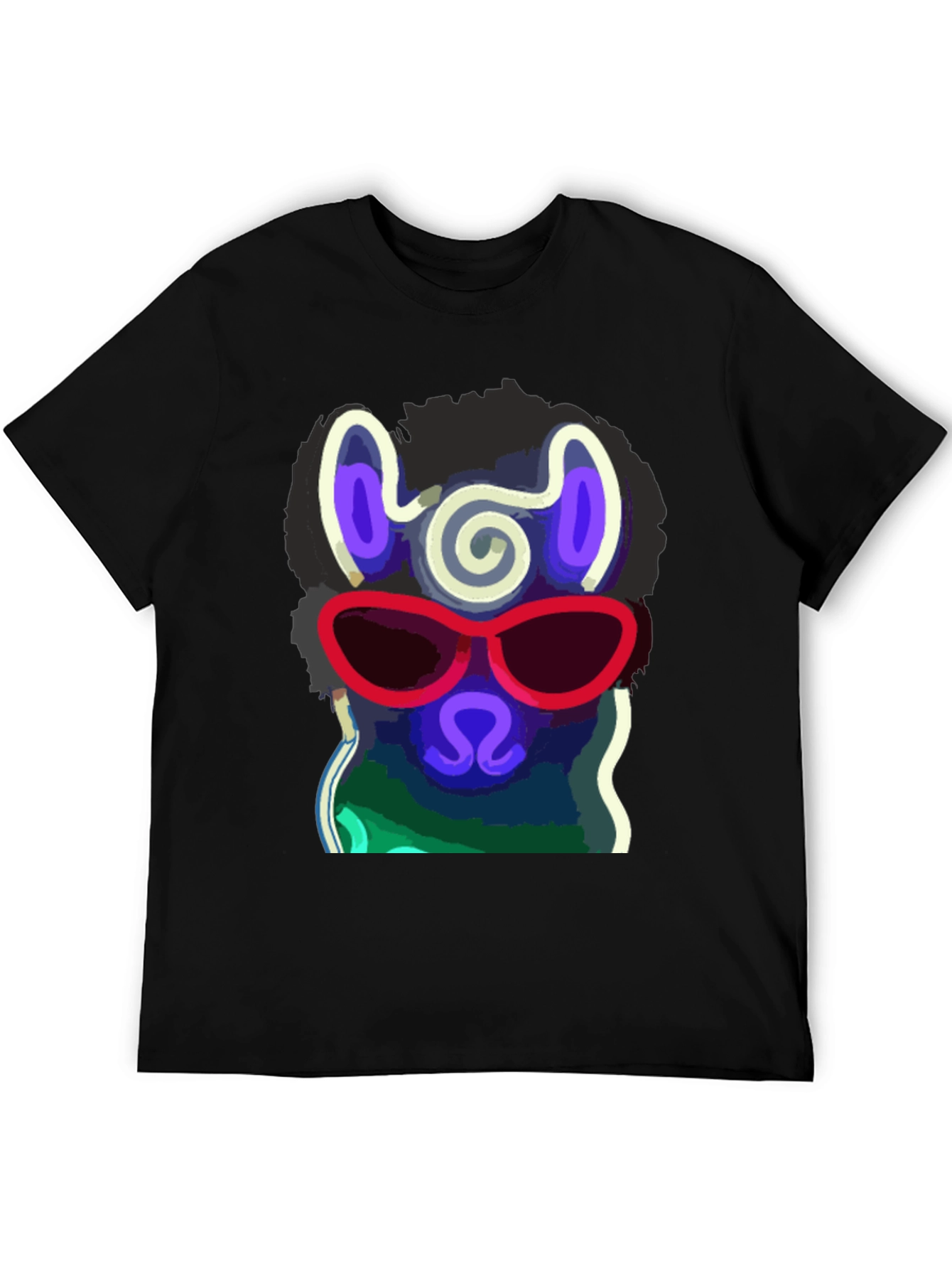 Black Cool Llama T-Shirt - Stylish Neon Design view 5