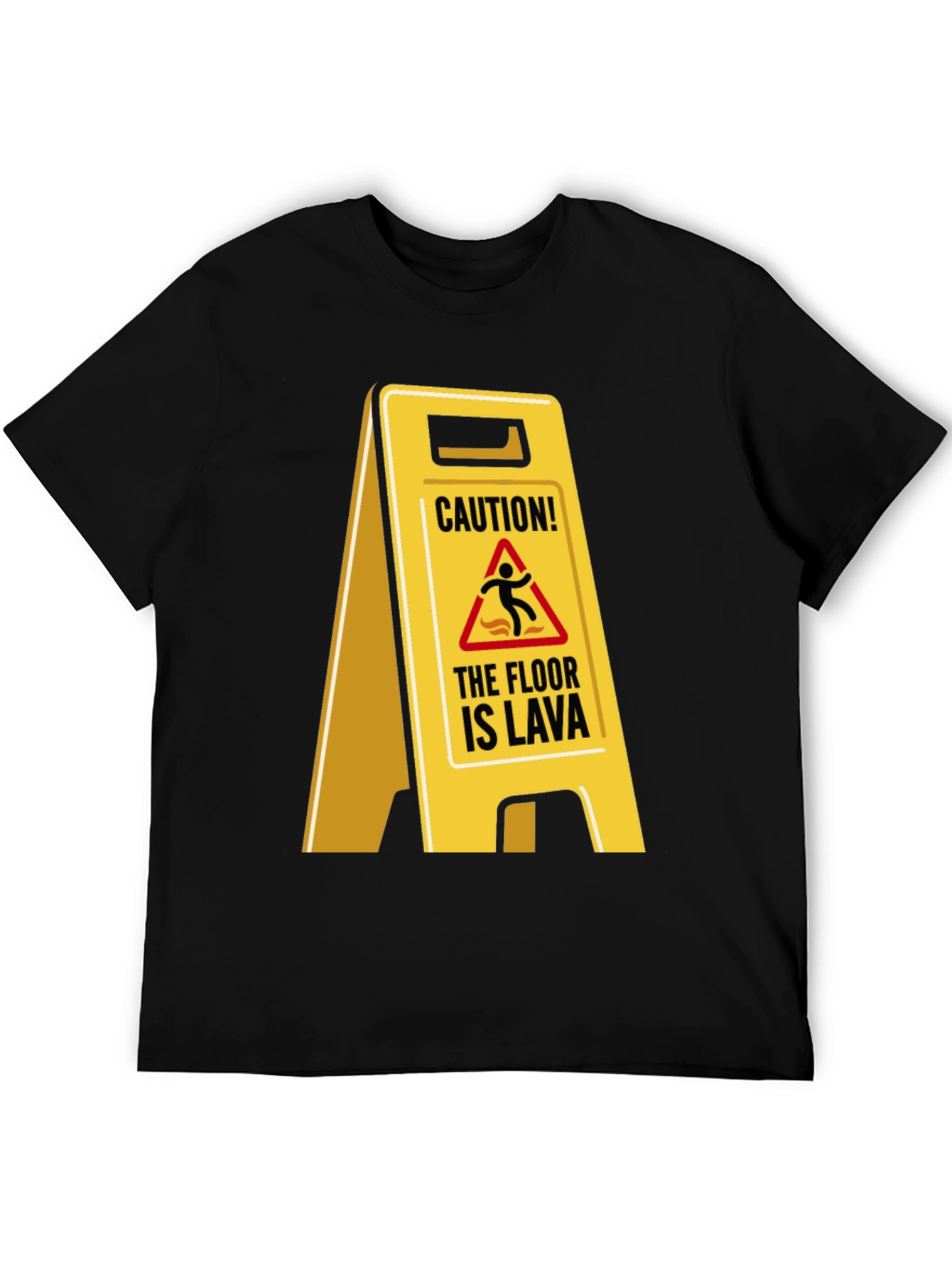 Black Caution! The Floor is Lava T-Shirt view 5