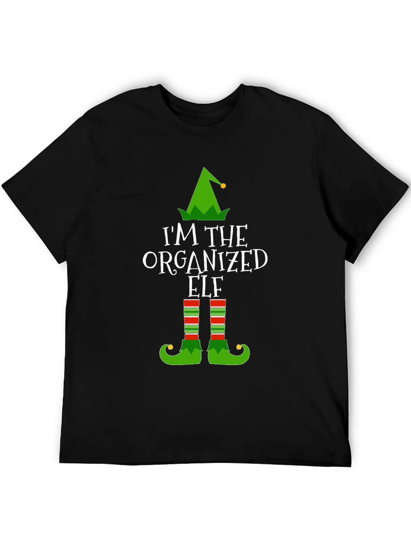 Black Organized Elf Holiday Graphic T-Shirt view 5