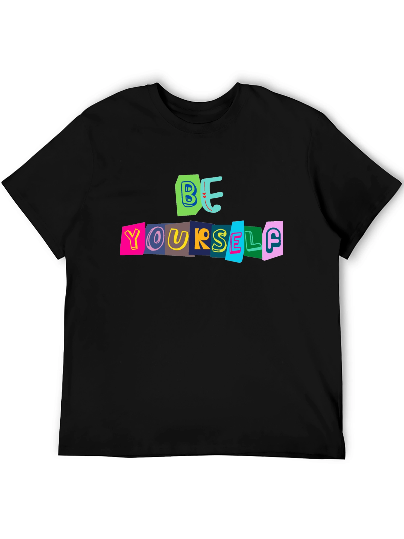 Black Be Yourself Graphic Tee - Bold Statement T-Shirt view 5