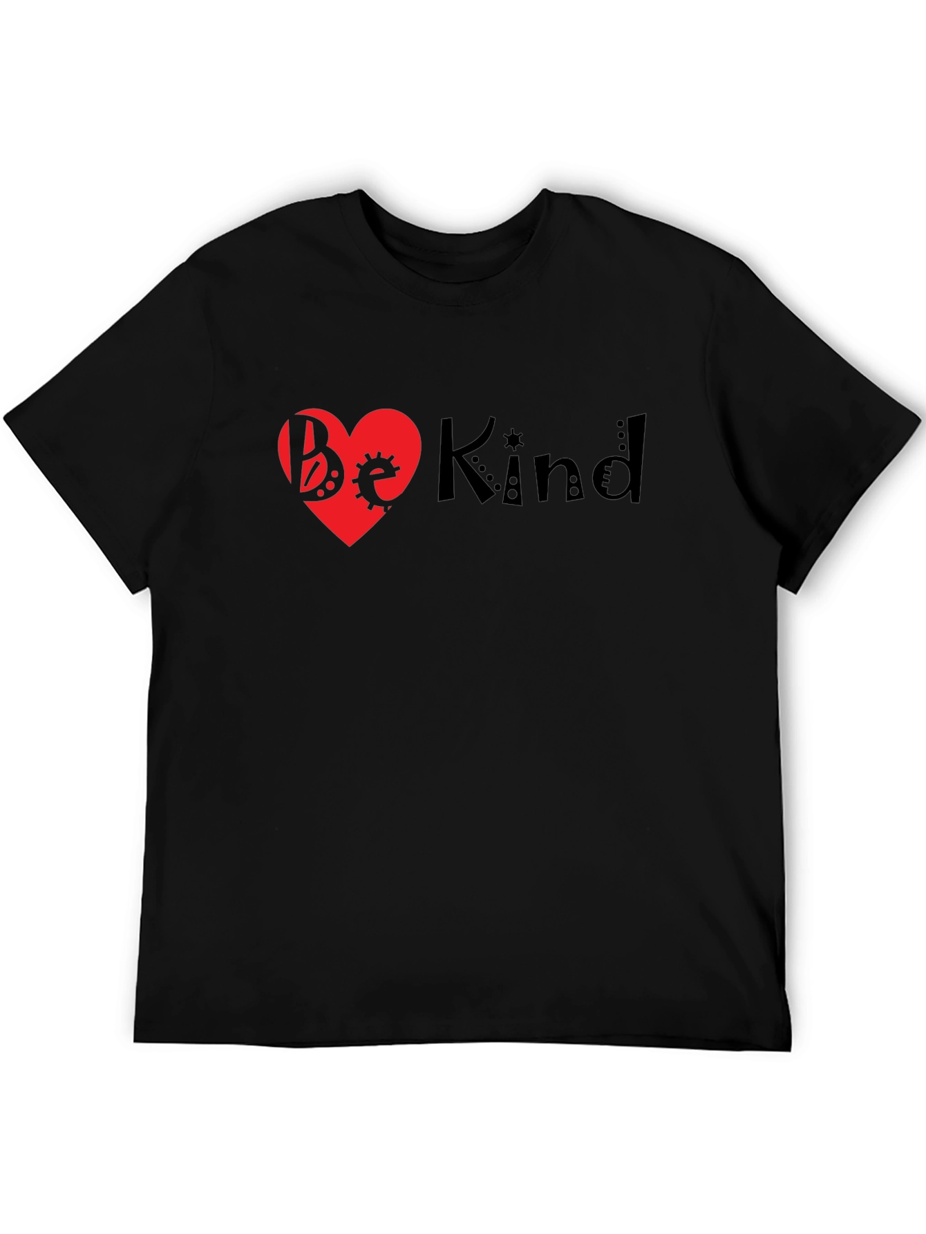 Black Be Kind Heart T-Shirt - Black Unisex view 5