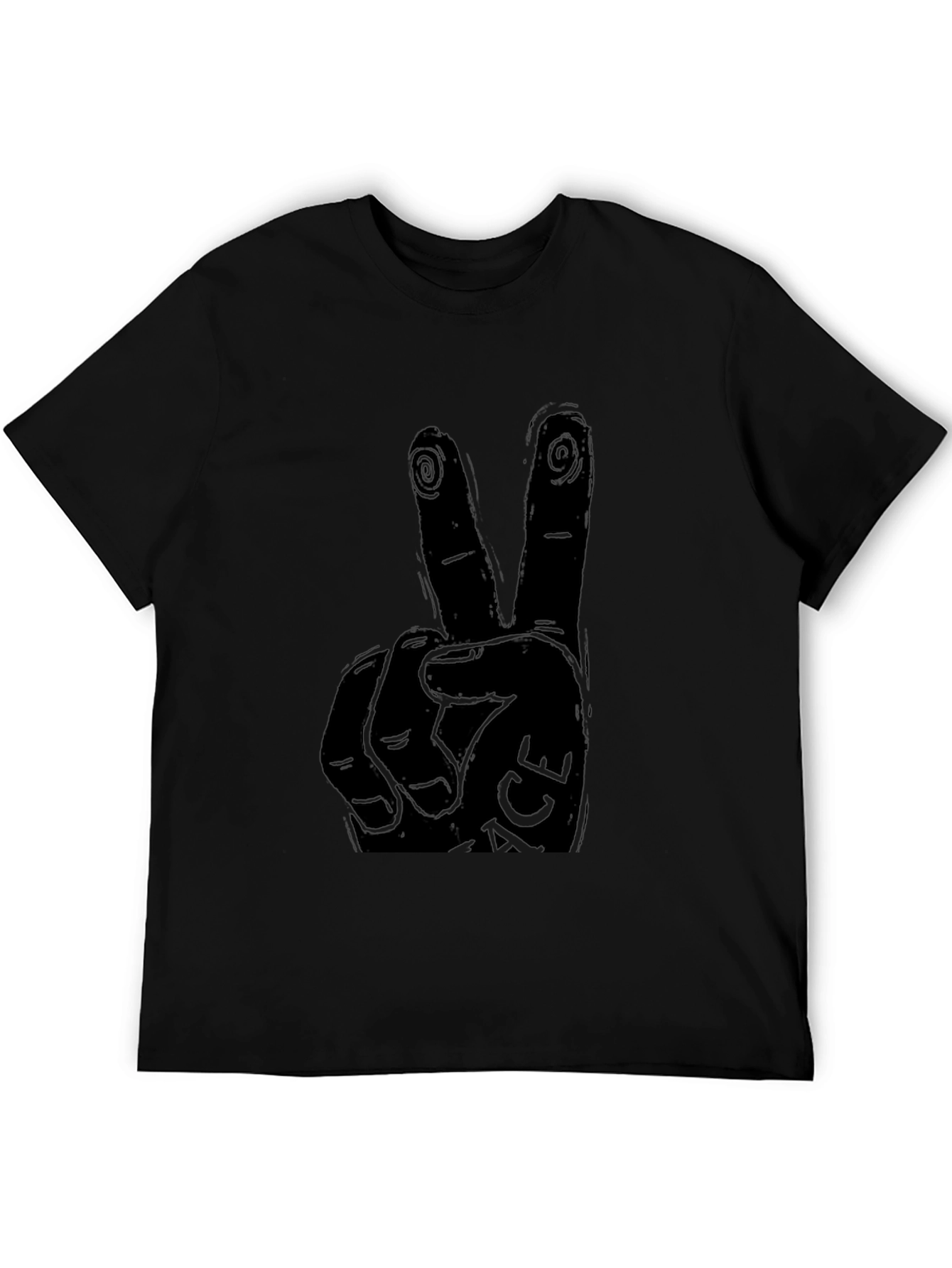 Black Peace Hand Graphic Black T-Shirt view 5