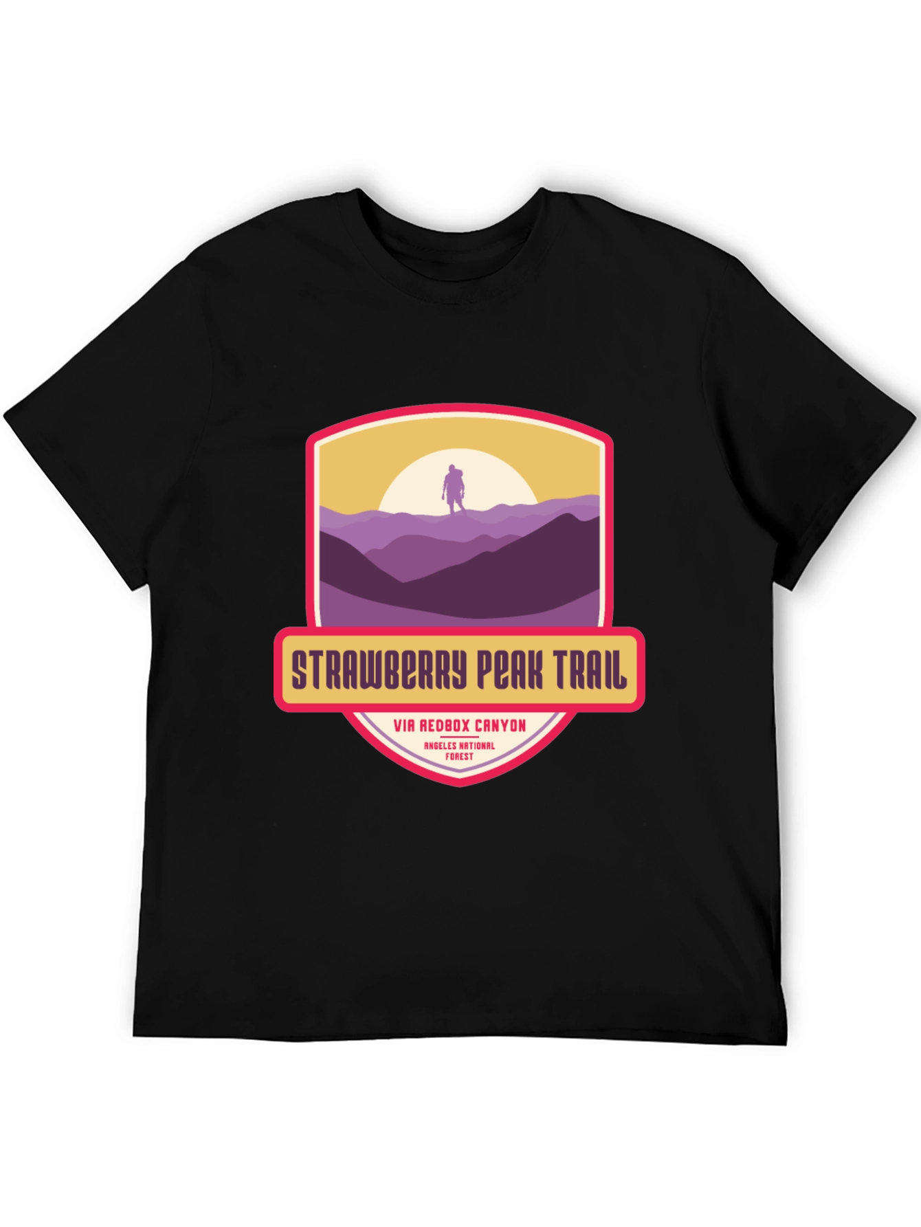 Black Strawberry Peak Trail T-Shirt - Hiker Adventure view 5