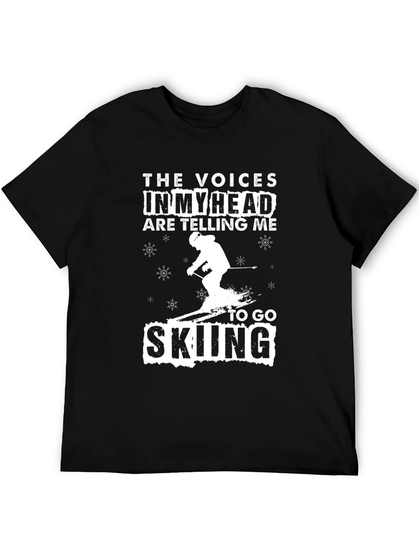 Black Funny Skiing T-Shirt - Voices in My Head view 5