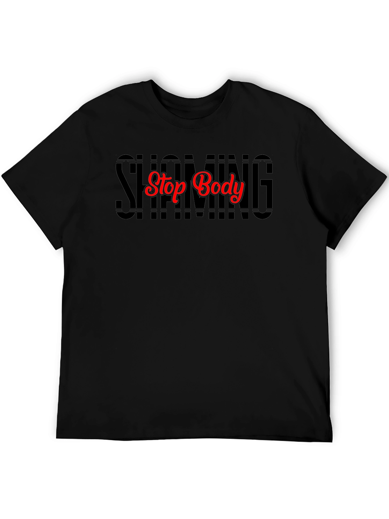 Black Stop Body Shaming Graphic Tee - Black view 5