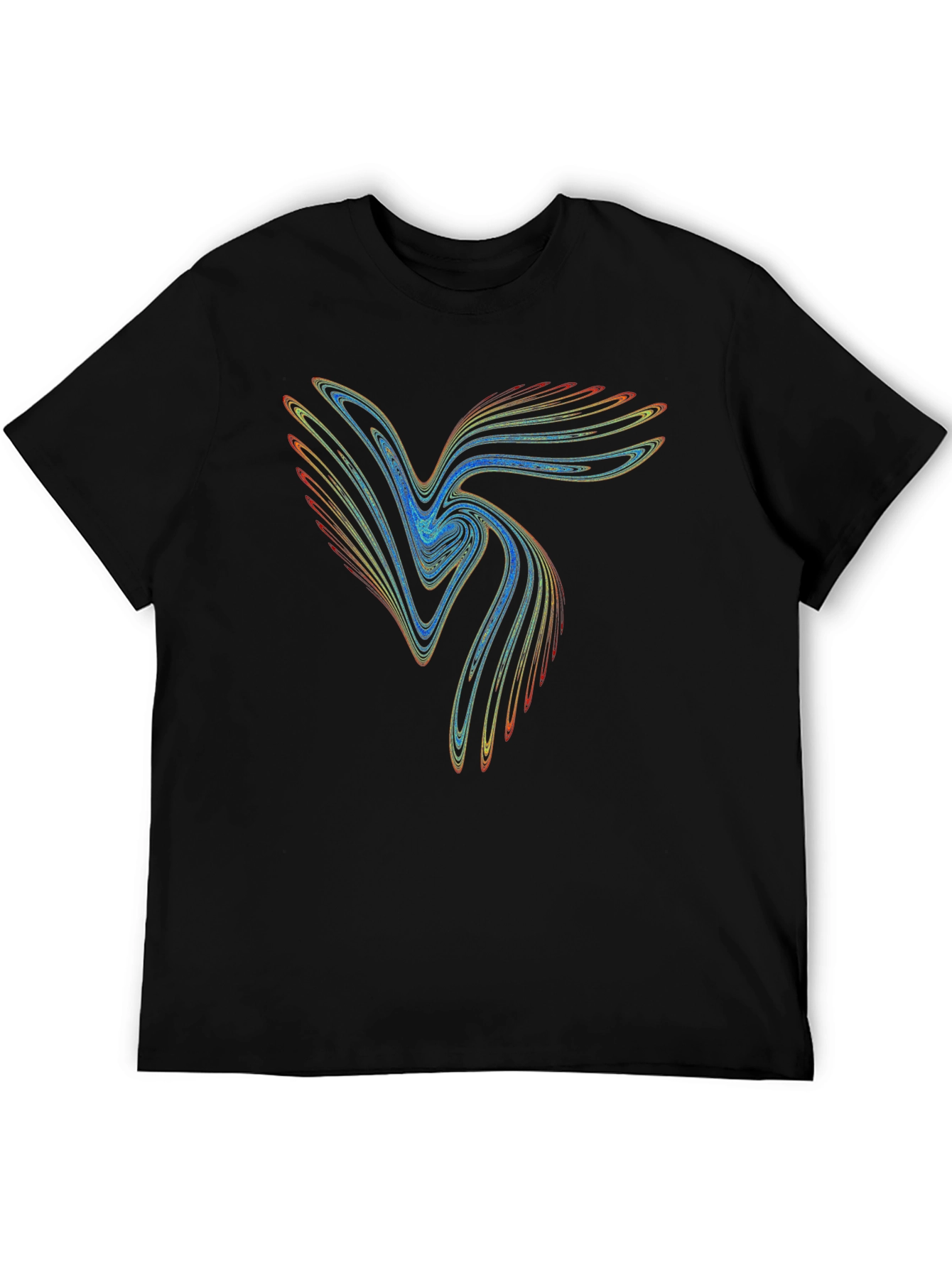 Black Abstract Wave Graphic Tee - Black view 5