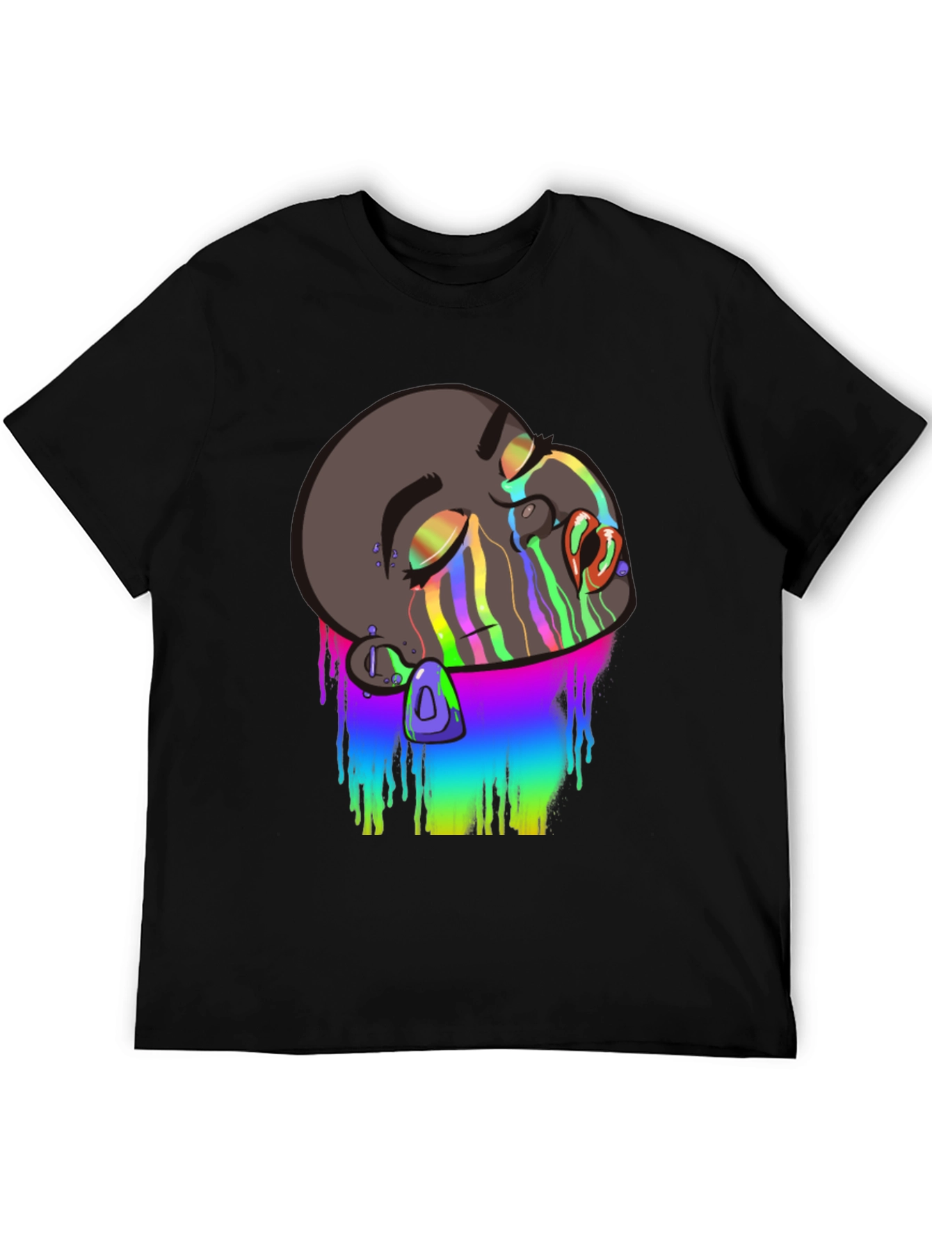 Black Melting Rainbow Drip Graphic T-Shirt view 5
