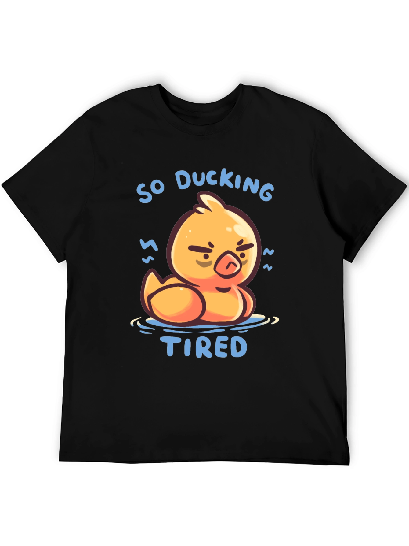 Black So Ducking Tired T-Shirt - Funny Cartoon Duck Tee view 5