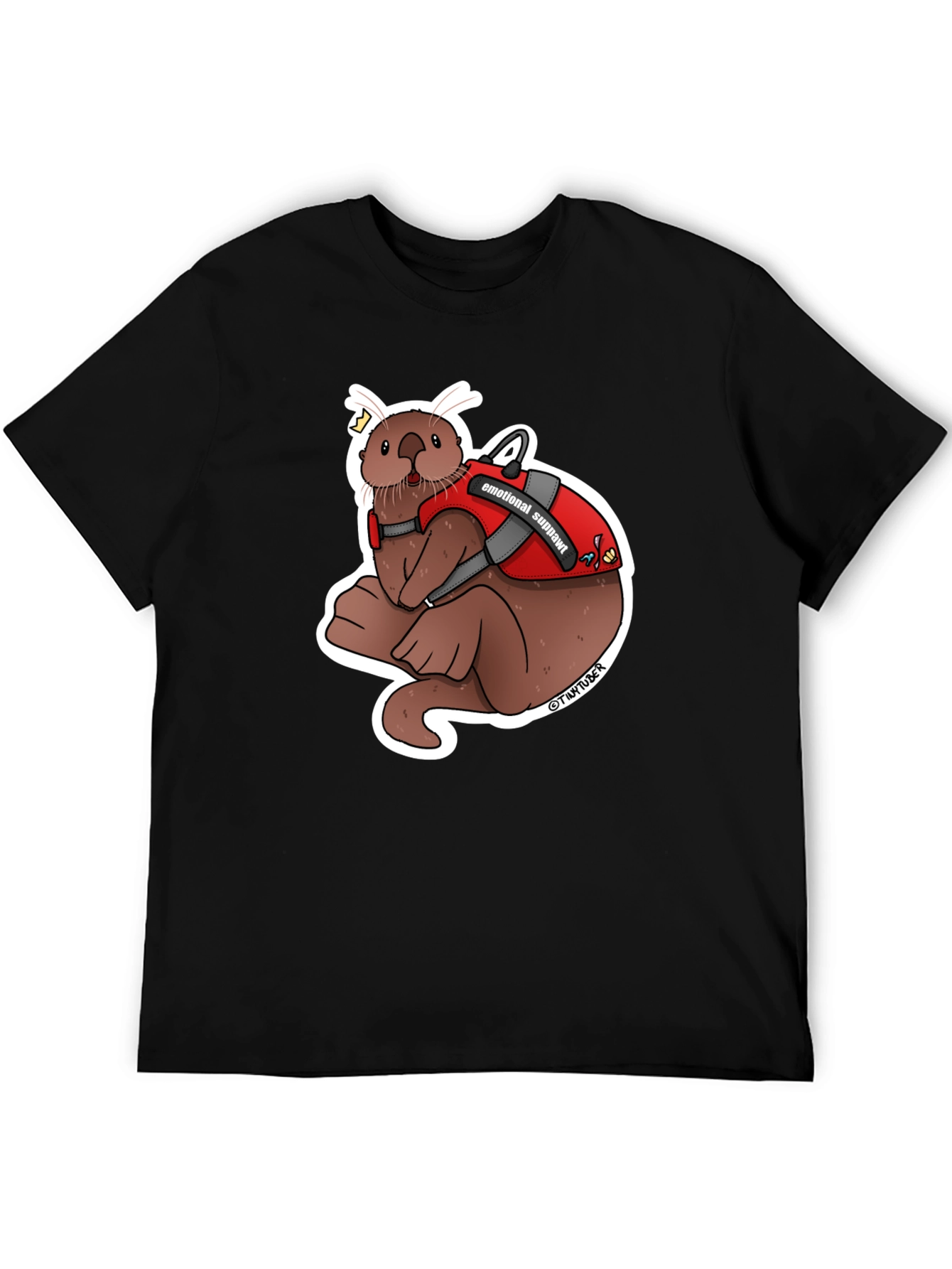 Black Emotional Support Otter Graphic Tee view 5