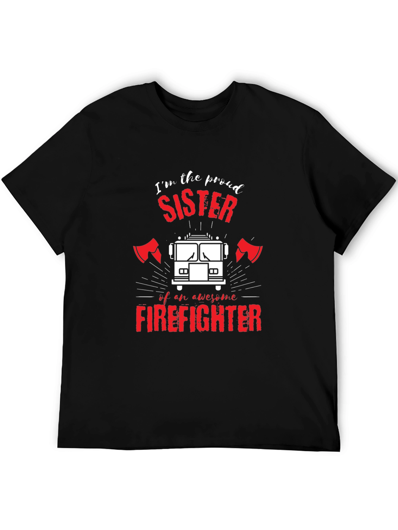 Black Proud Firefighter Sister Black T-Shirt view 5
