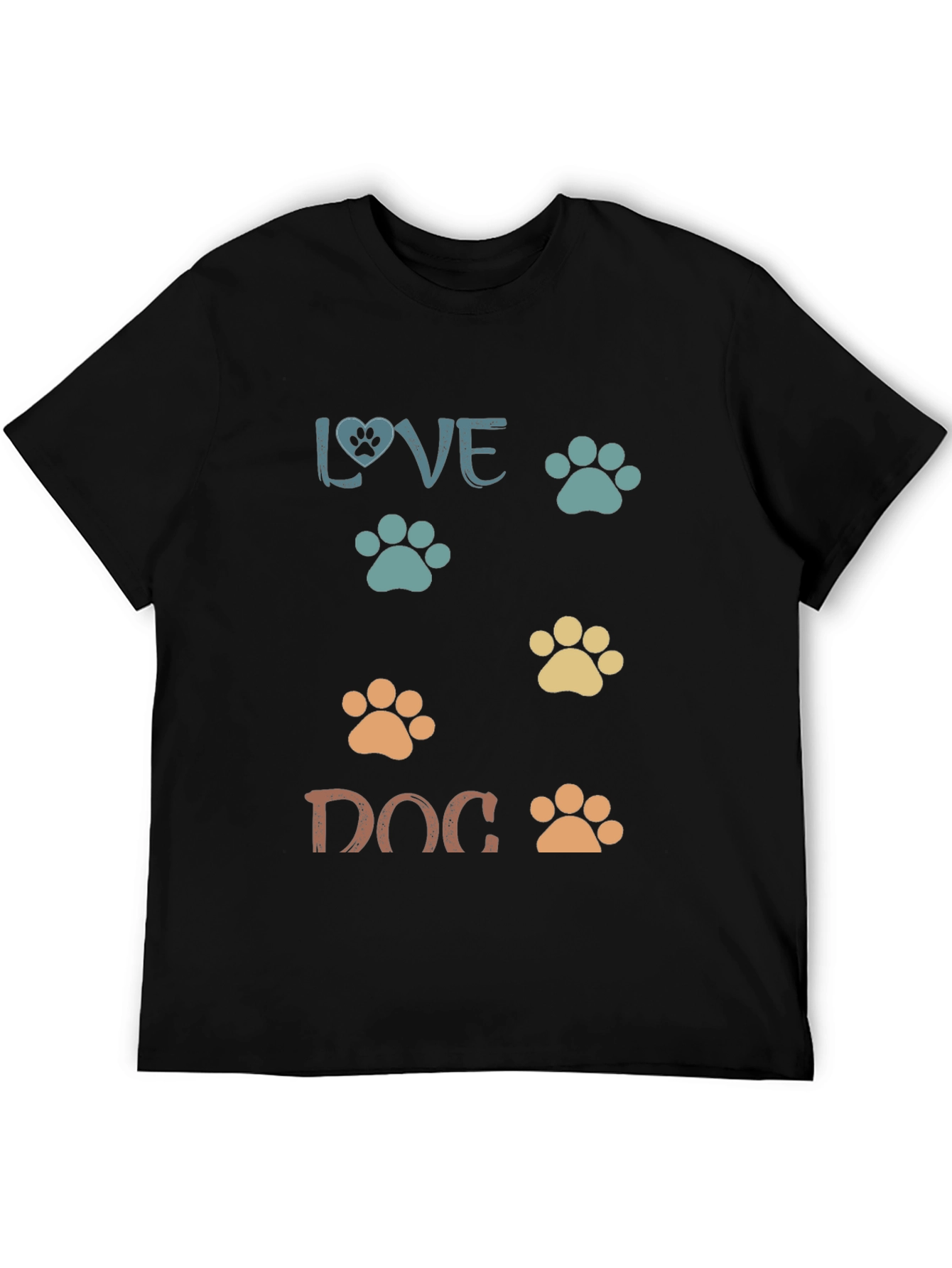 Black Love Dog Paw Print T-Shirt view 5