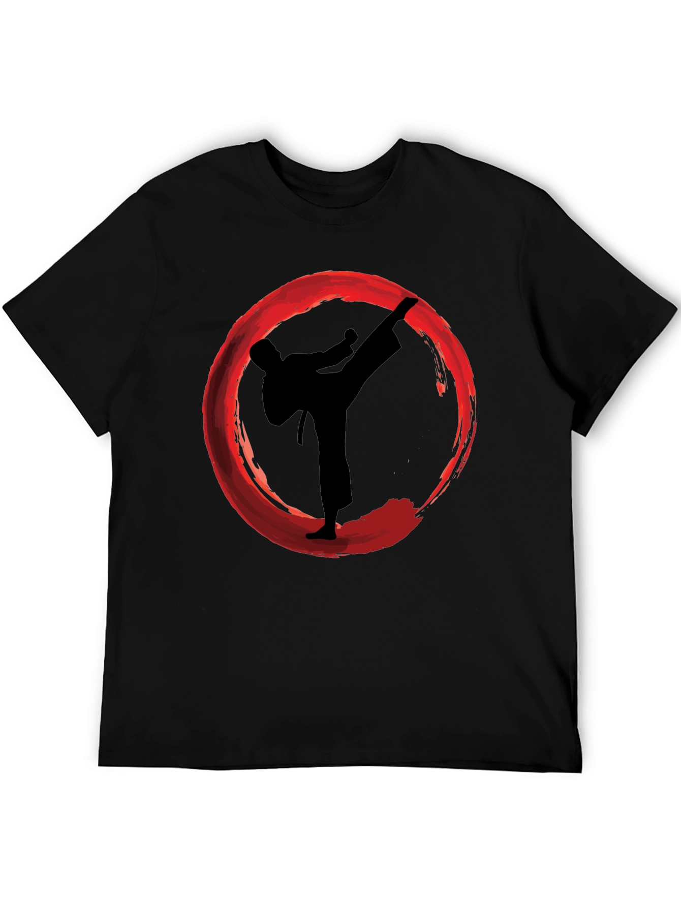 Black Karate Kick Enso Circle Graphic T-Shirt view 5