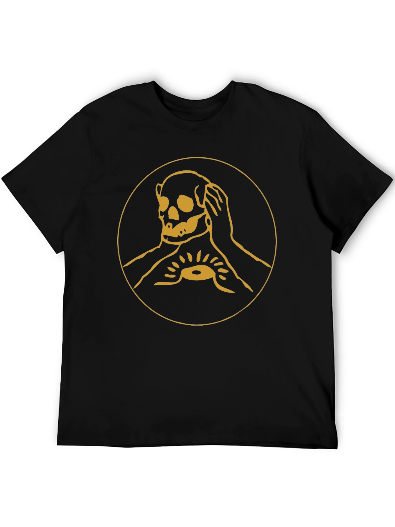 Black Skull & Hands Graphic Tee - Black Cotton T-Shirt view 5