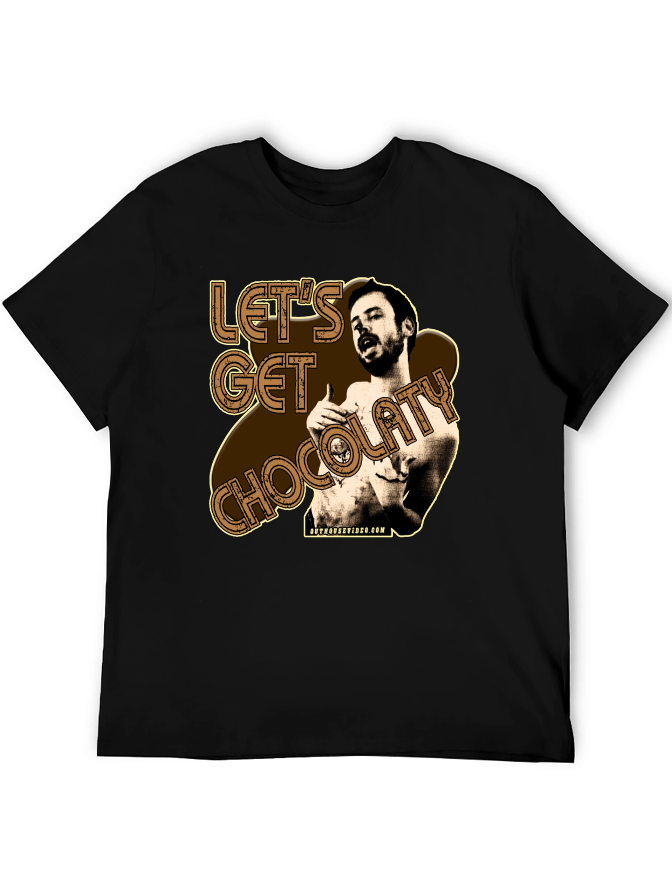 Black Let's Get Chocolaty Funny Graphic Tee view 5