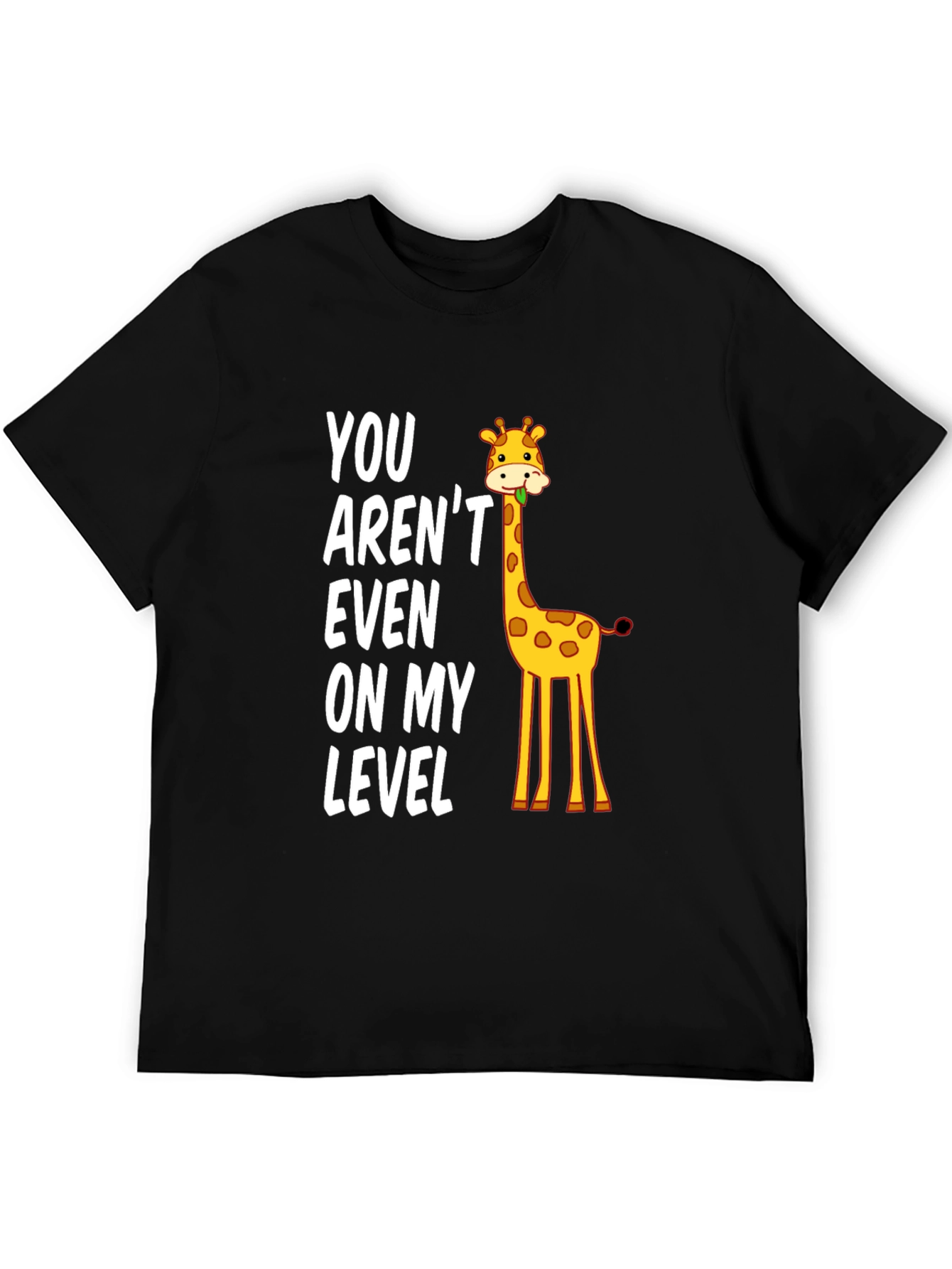 Black Funny Giraffe Level T-Shirt view 5