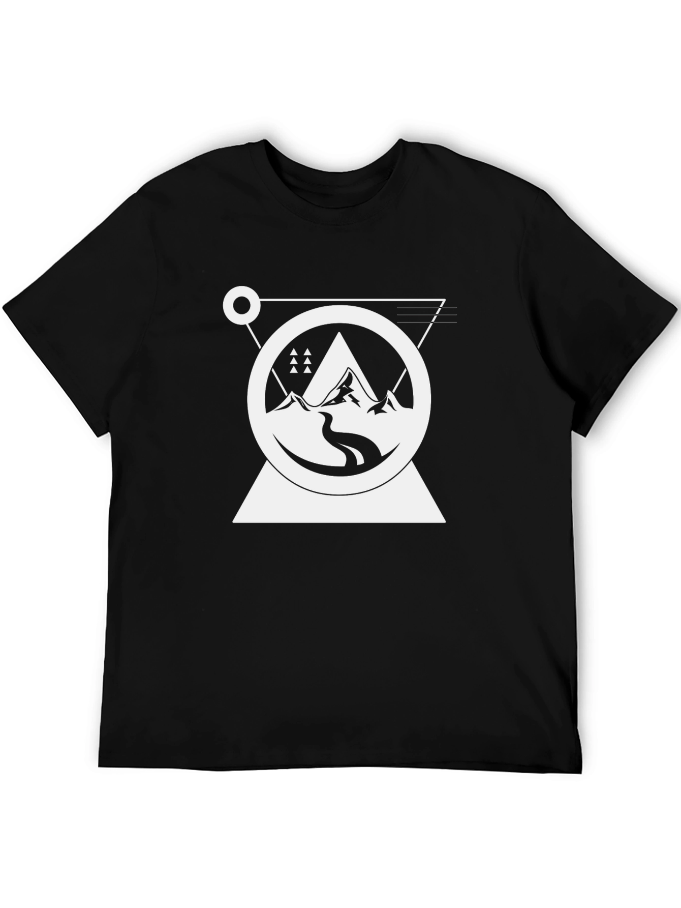 Black Geometric Mountain Graphic Tee - Black view 5