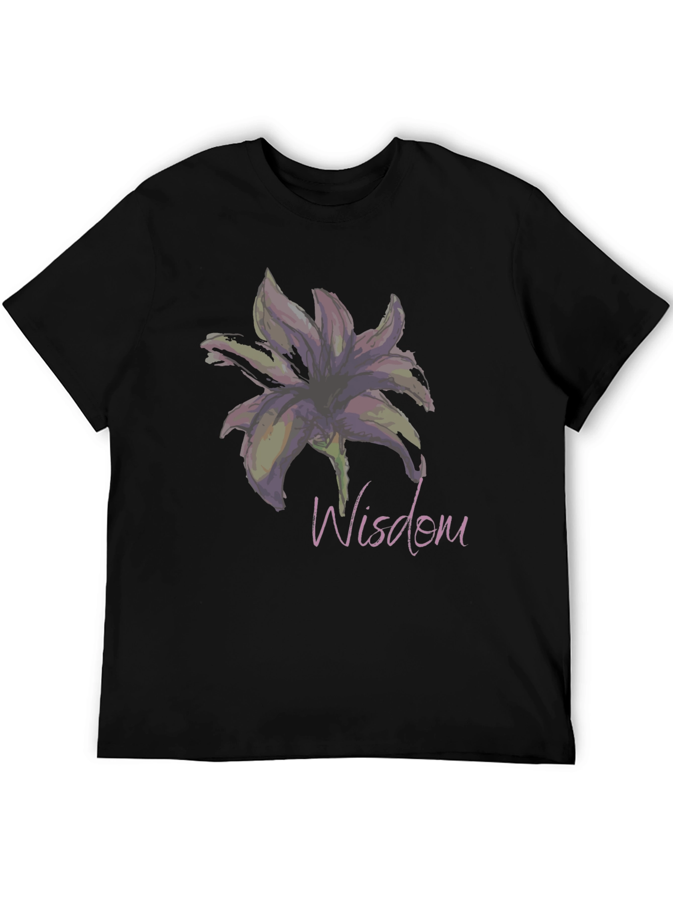 Black Wisdom Lily Graphic T-Shirt - Elegant and Stylish view 5