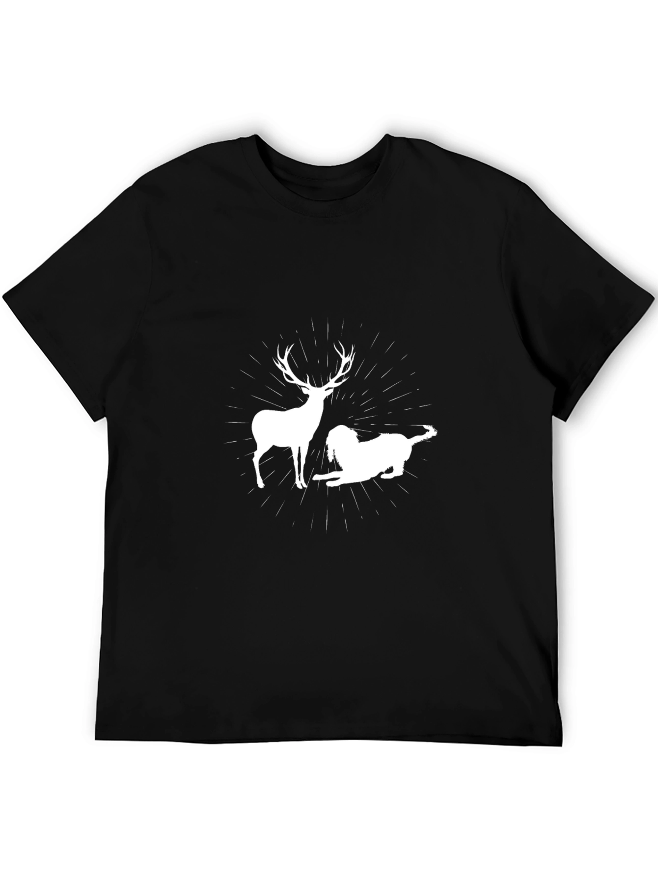 Black Deer & Dog Graphic Tee - Classic Black Comfort view 5