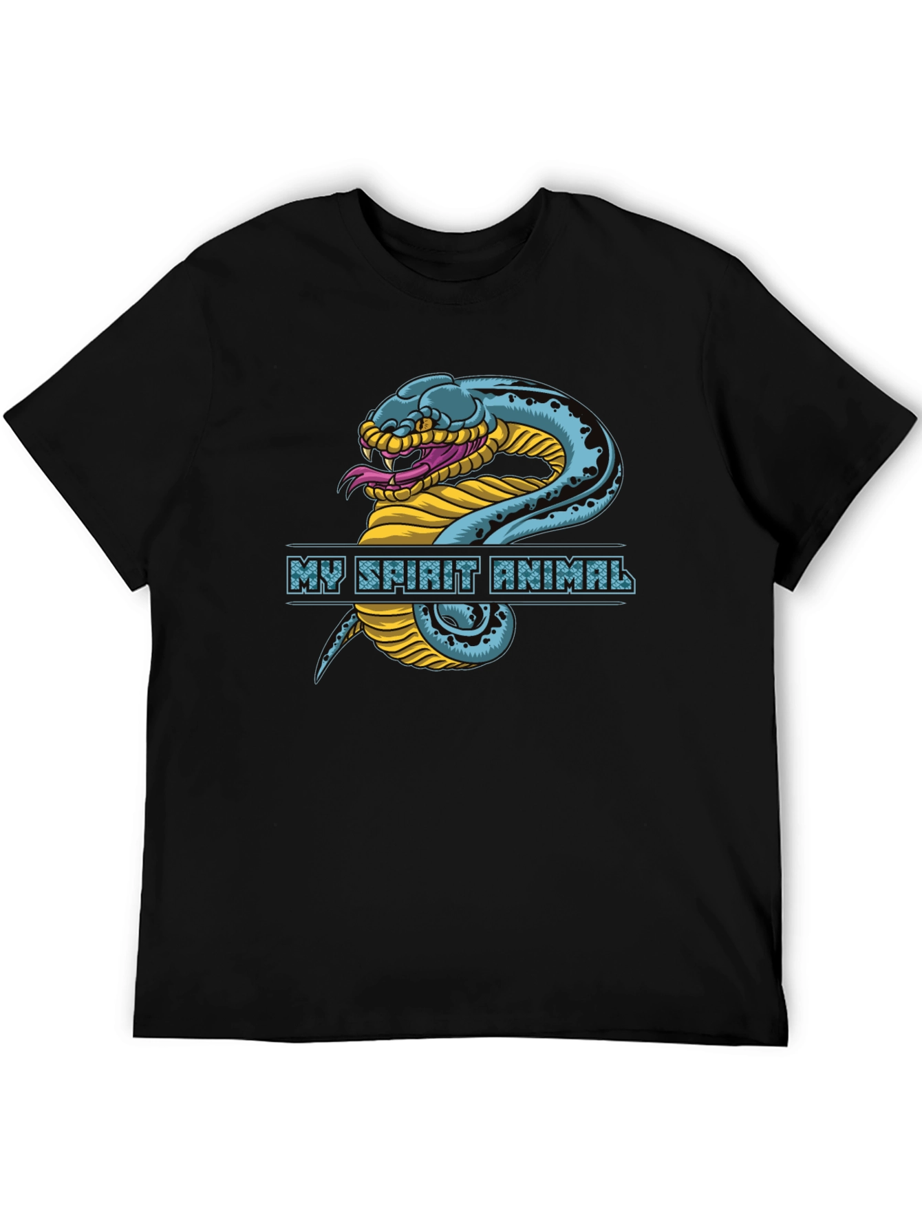 Black My Spirit Animal Snake Graphic T-Shirt view 5
