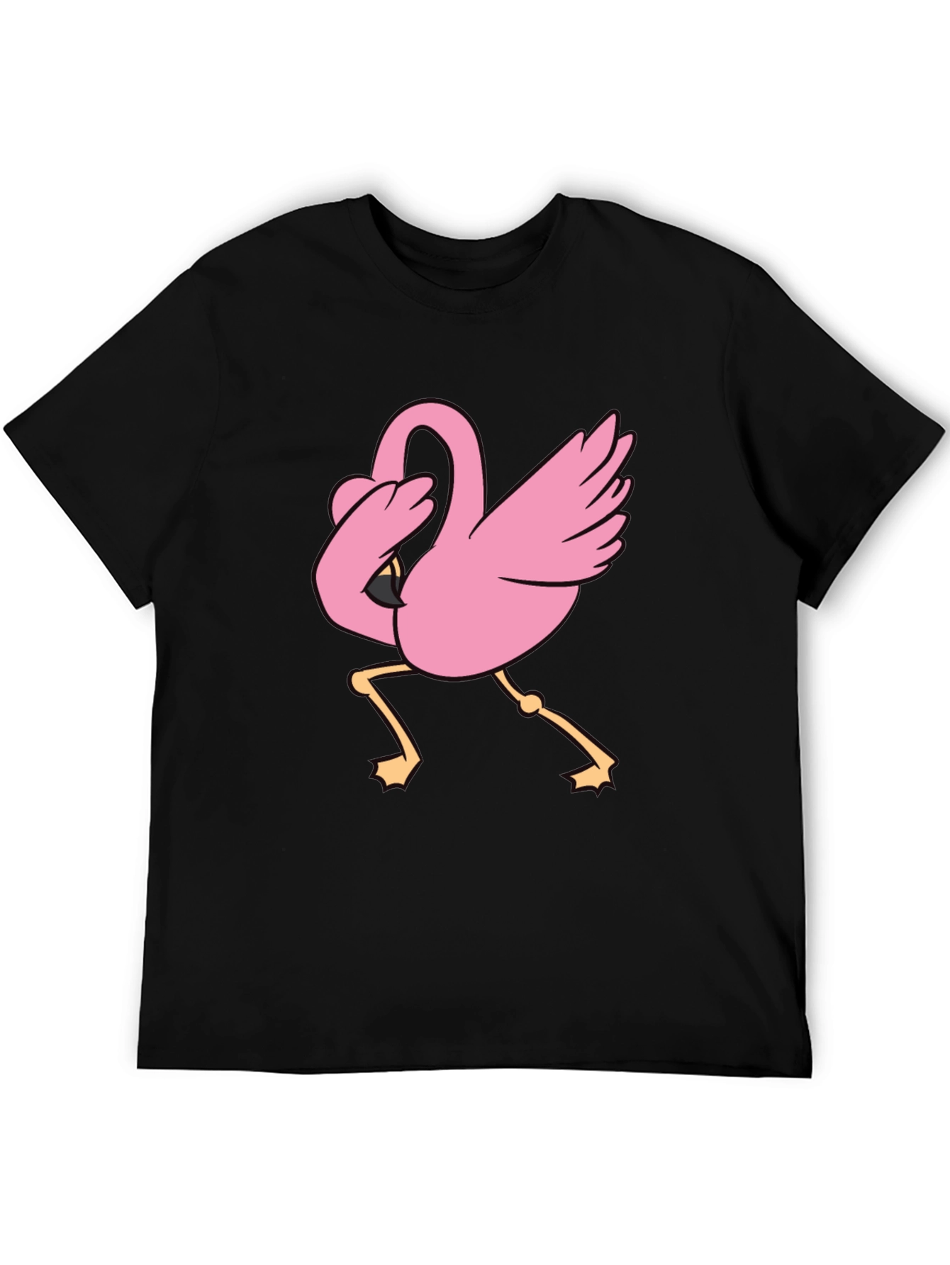 Black Dabbing Flamingo Black T-Shirt view 5