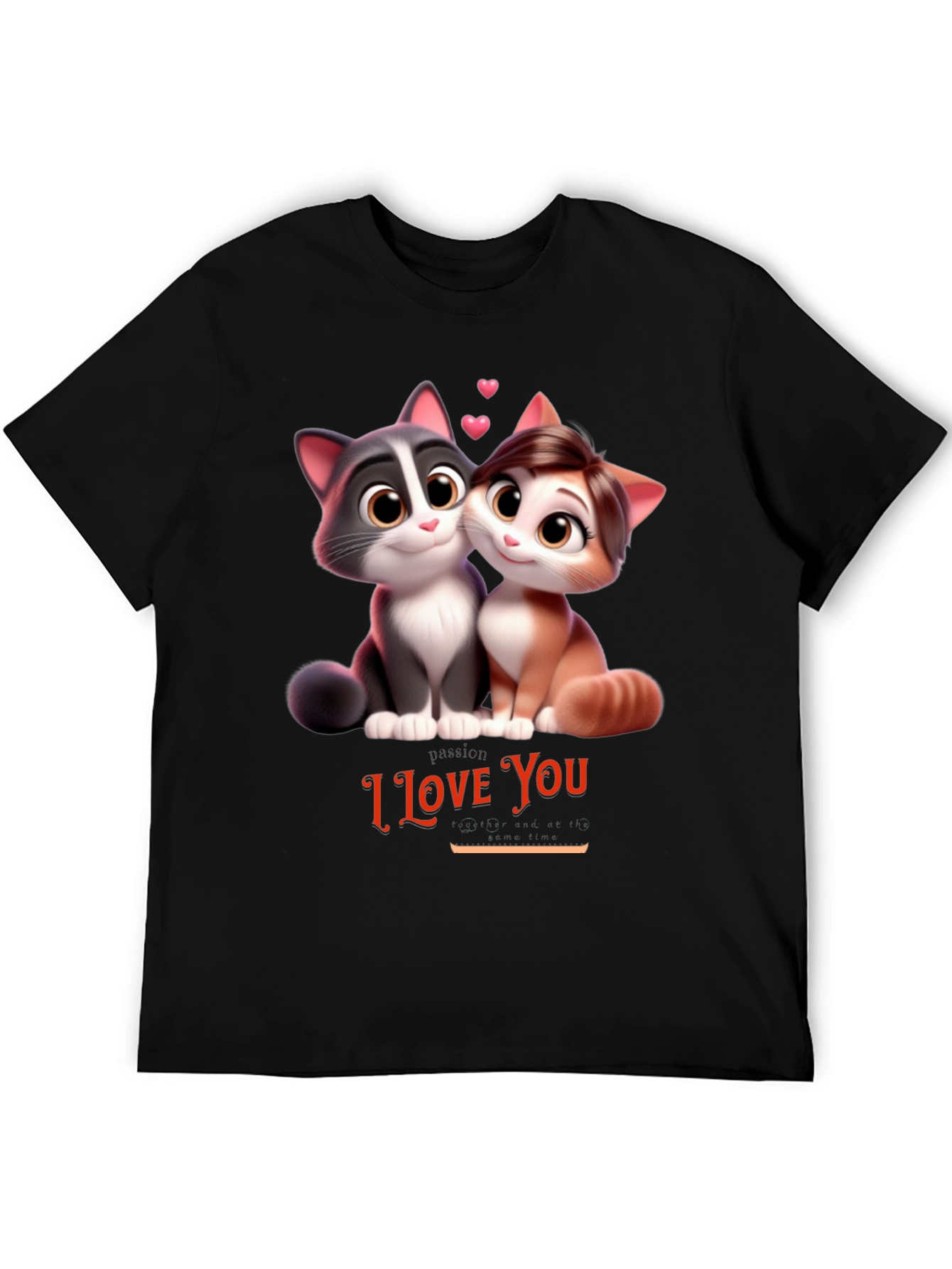 Black I Love You Cats T-Shirt view 5