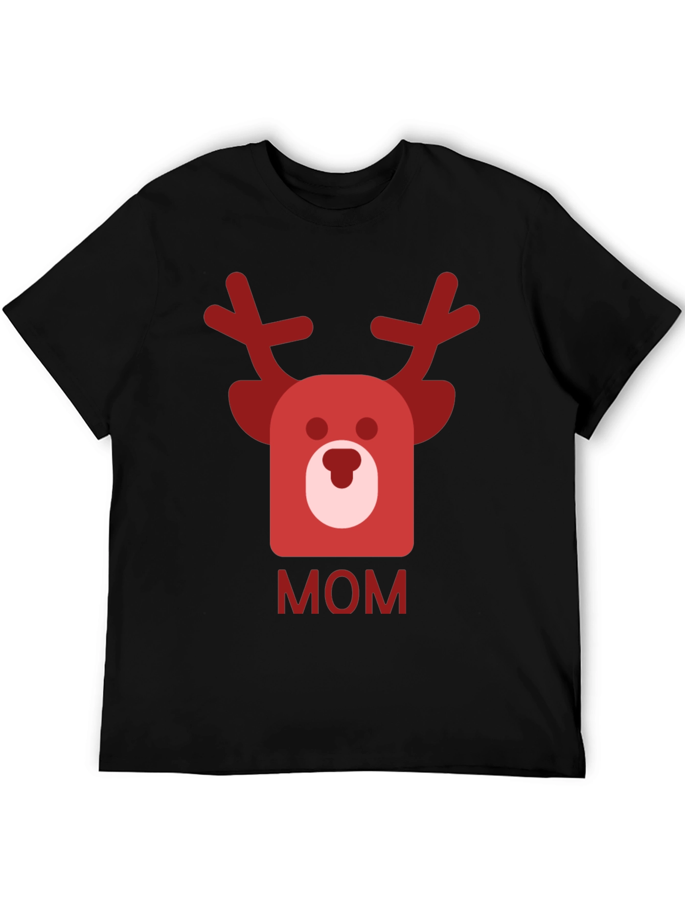 Black Festive Mom Reindeer Graphic Tee - Black view 5