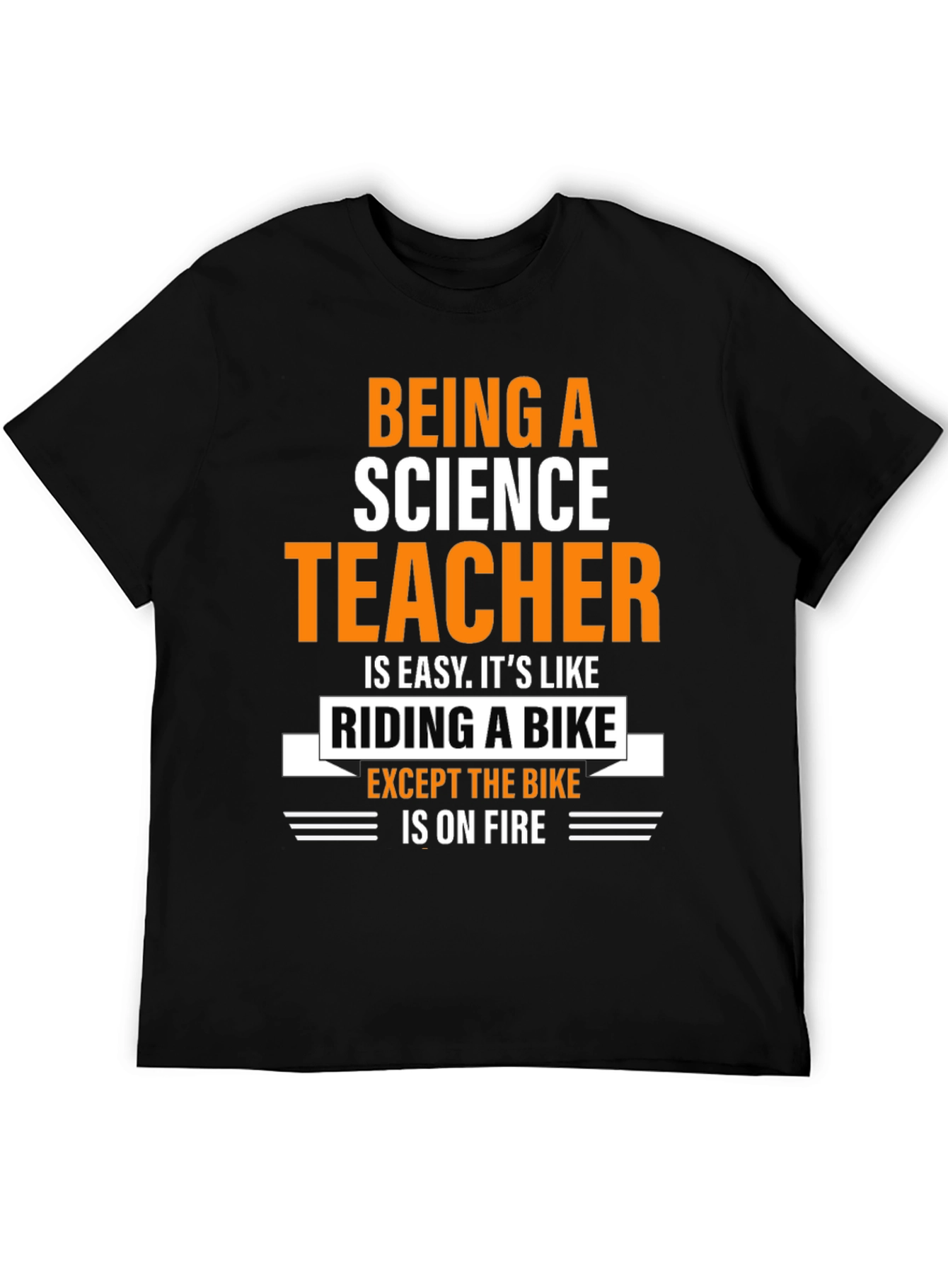 Black Science Teacher T-Shirt: Riding a Bike On Fire view 5