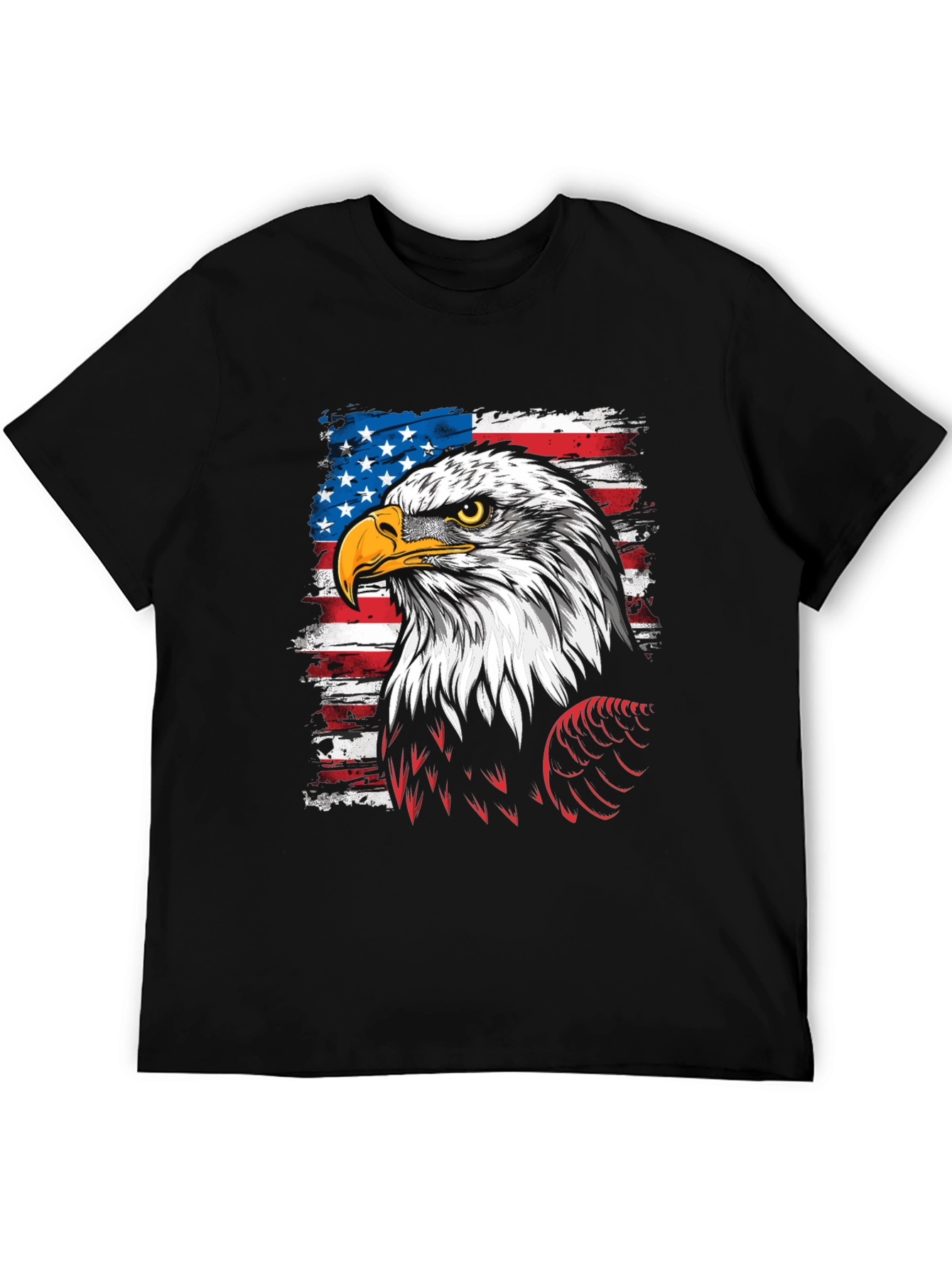 Black Patriotic Eagle USA Flag Men's T-Shirt view 5