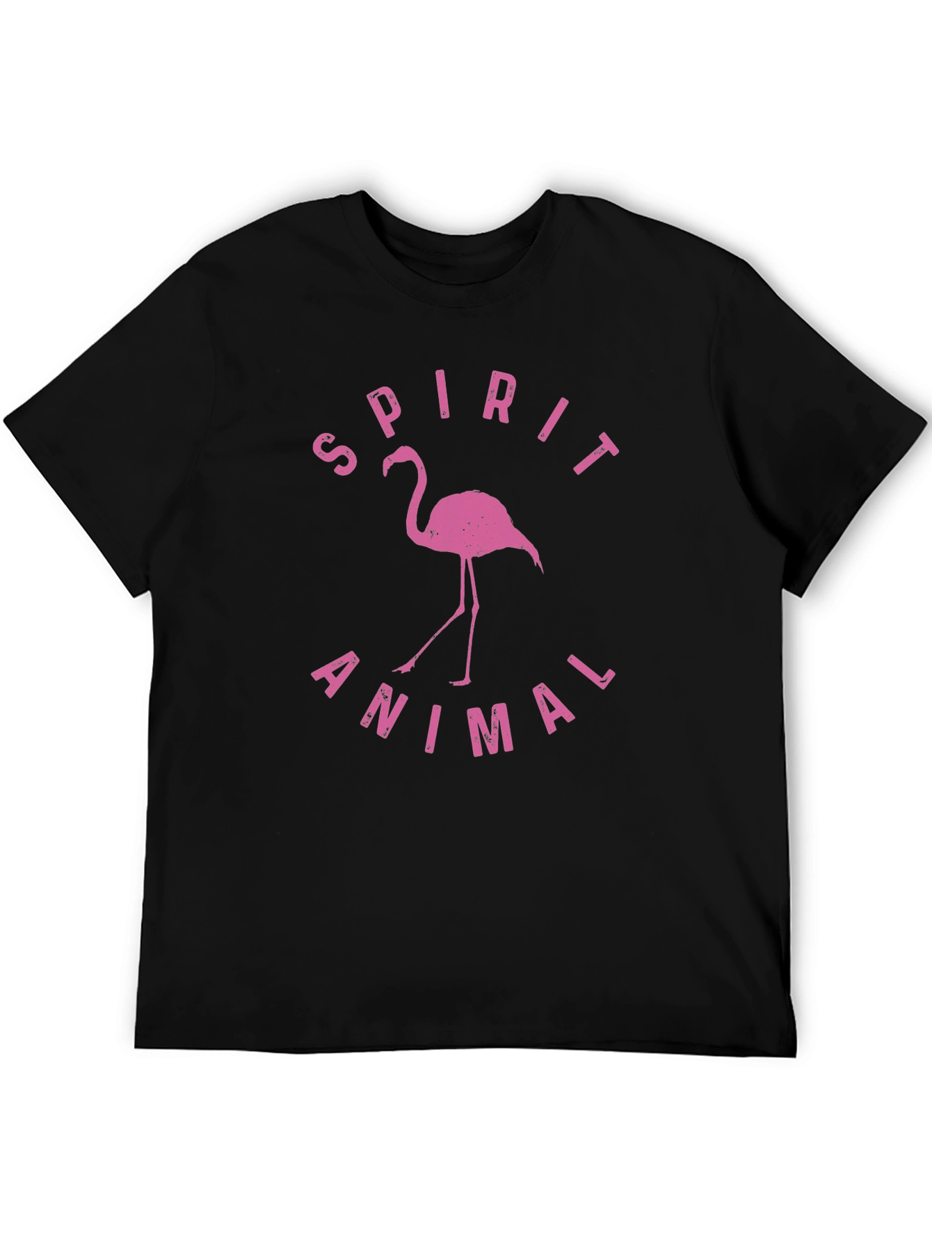 Black Spirit Animal Flamingo Graphic Tee - Black Cotton T-Shirt view 5