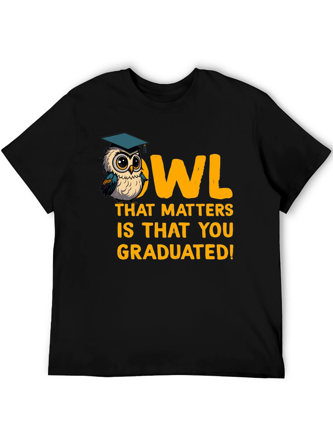 Black Graduation Owl T-Shirt - Congrats Grad! view 5