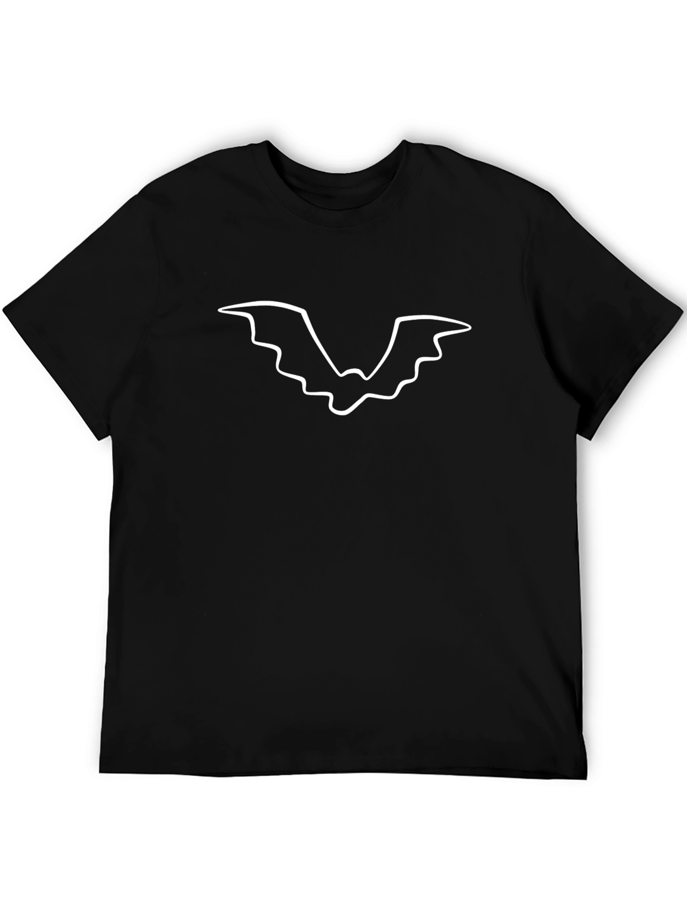Black Bat Outline Graphic Tee - Soft Black Cotton Shirt view 5