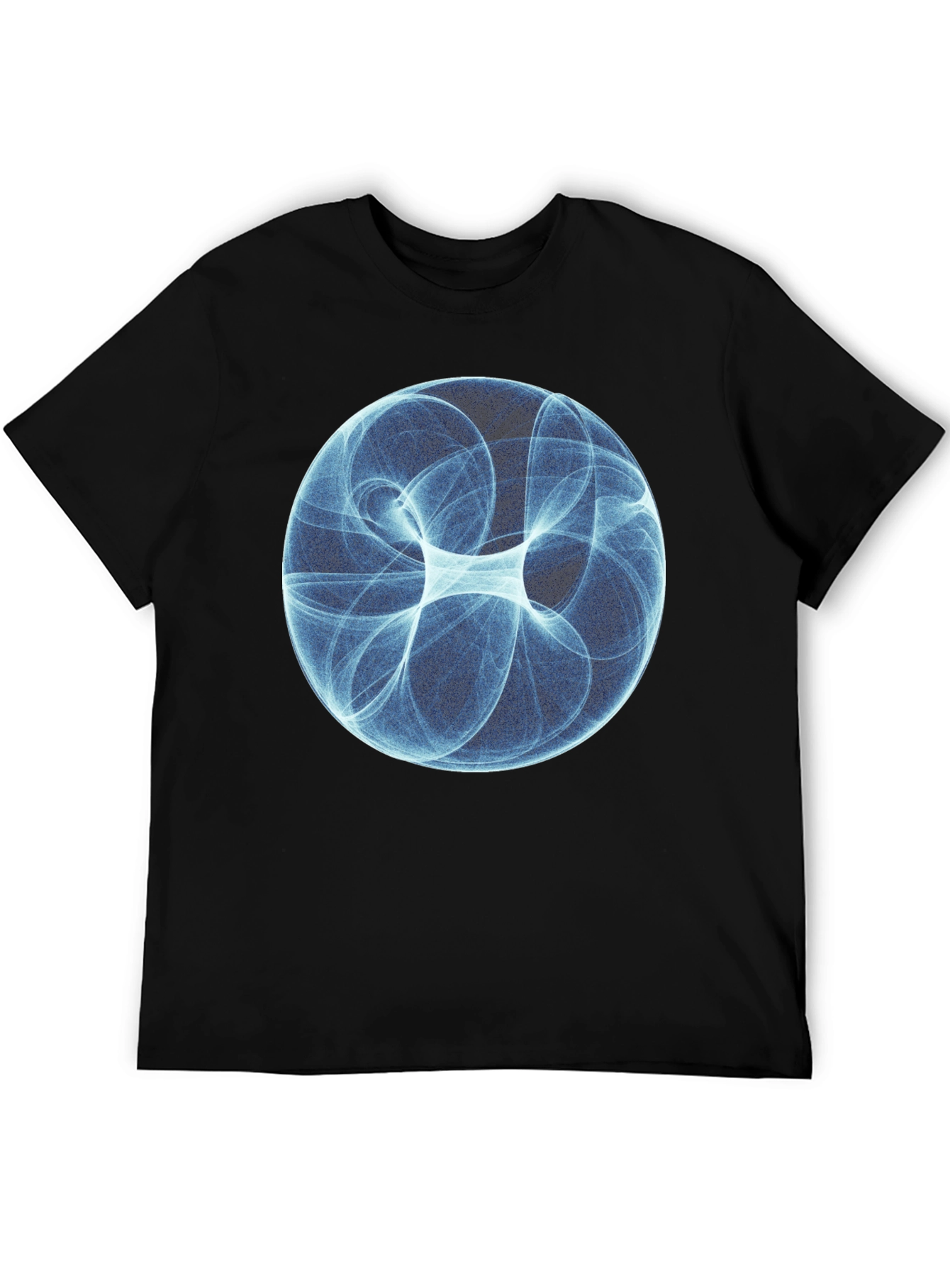 Black Abstract Blue Sphere Graphic T-Shirt - Modern Design view 5