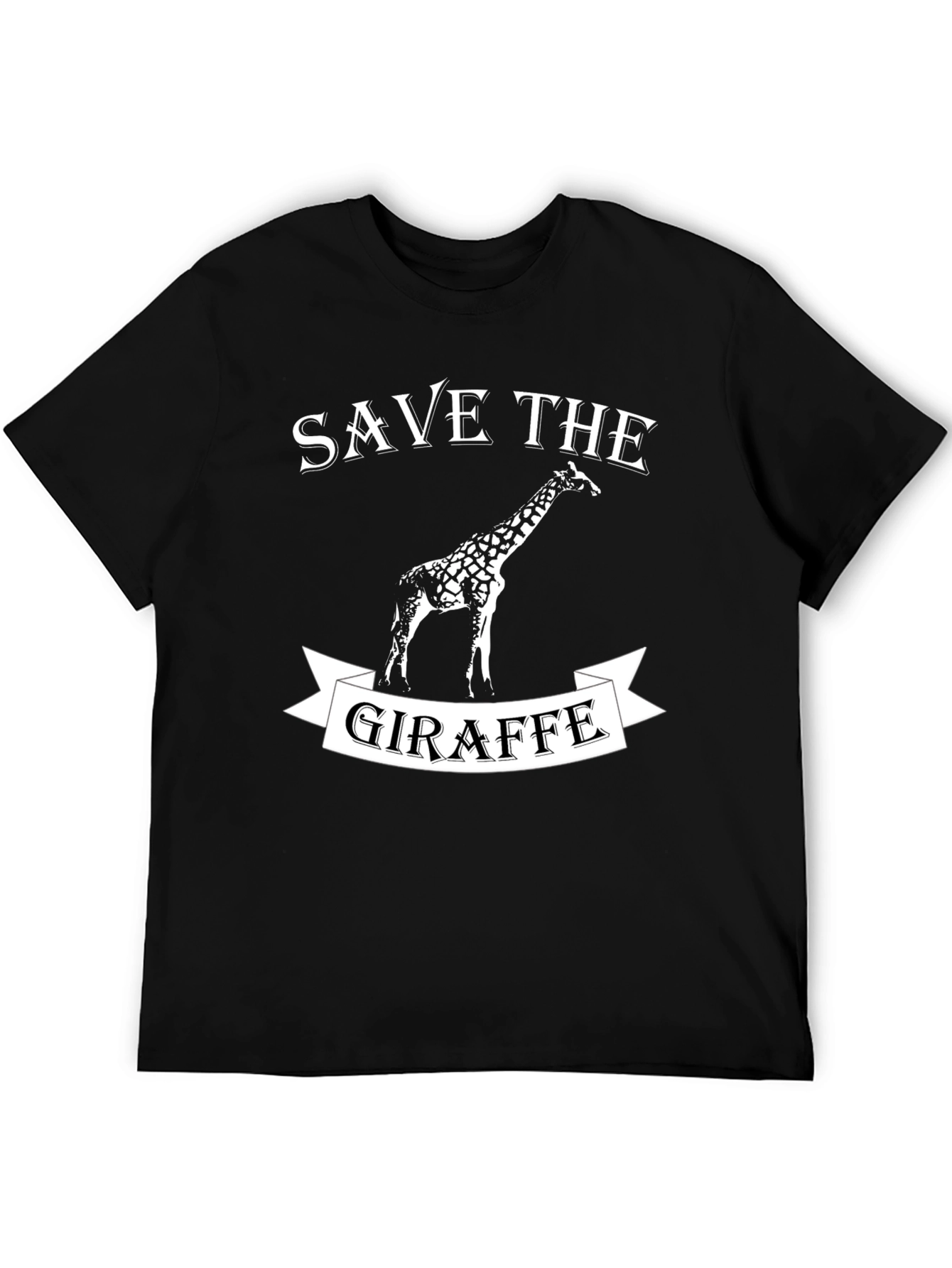 Black Save the Giraffe Graphic Tee - Animal Lover Shirt view 5