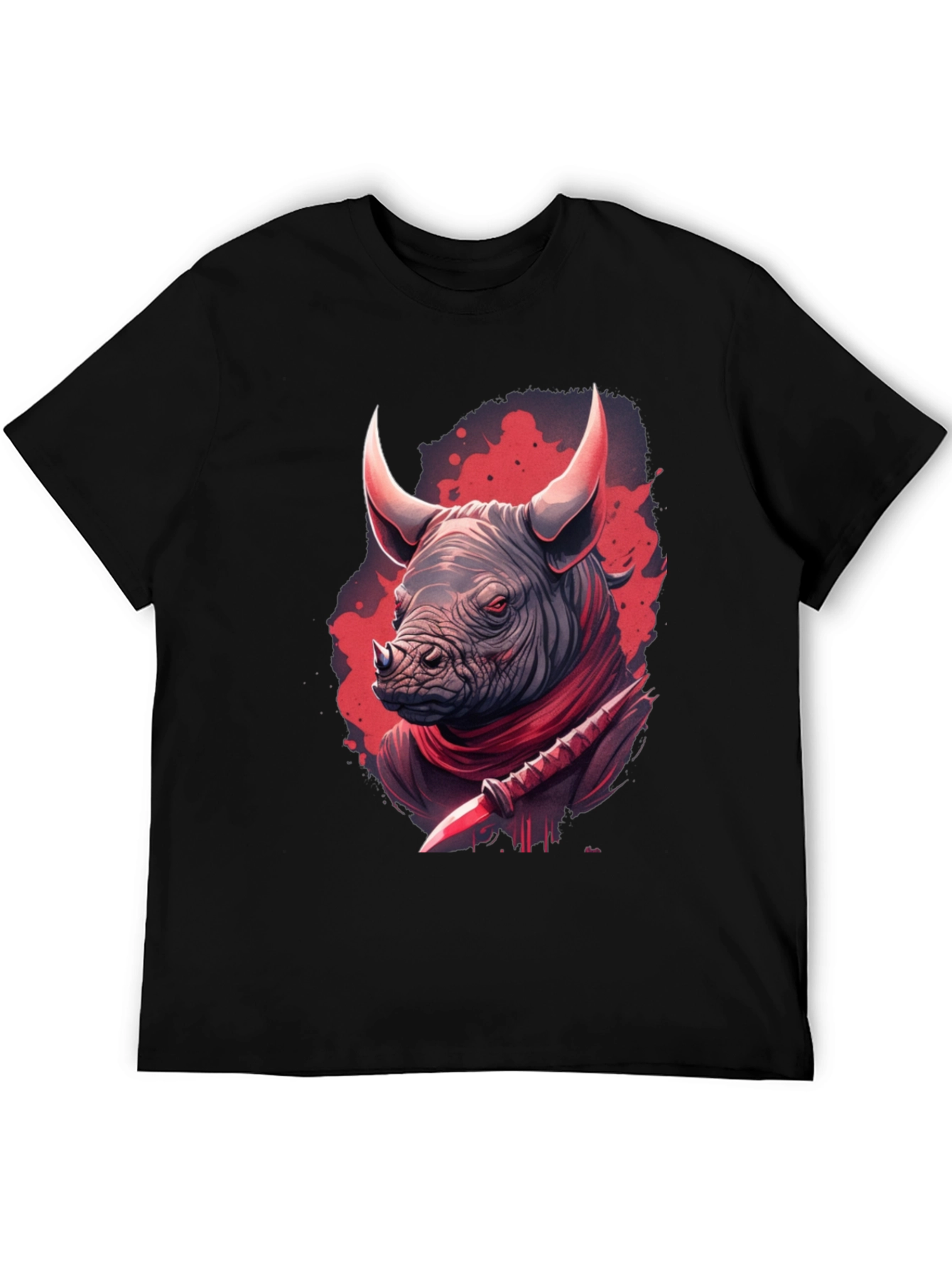 Black Rhinoceros Warrior Graphic Tee - Black view 5